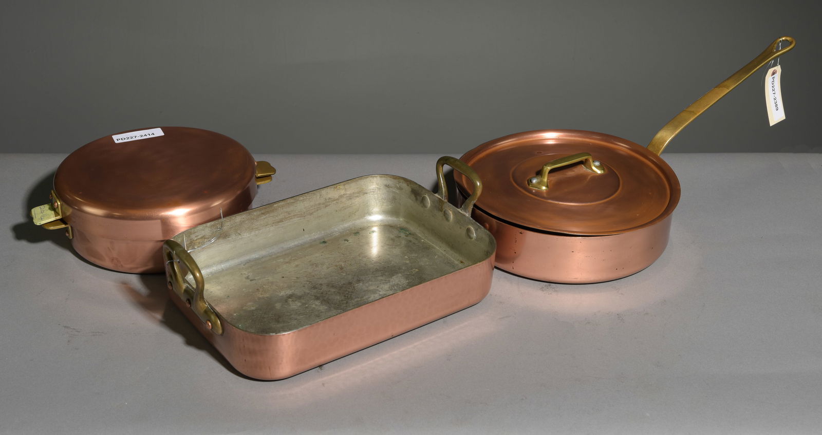 Three French Polished Copper Pans (1 of 7)
