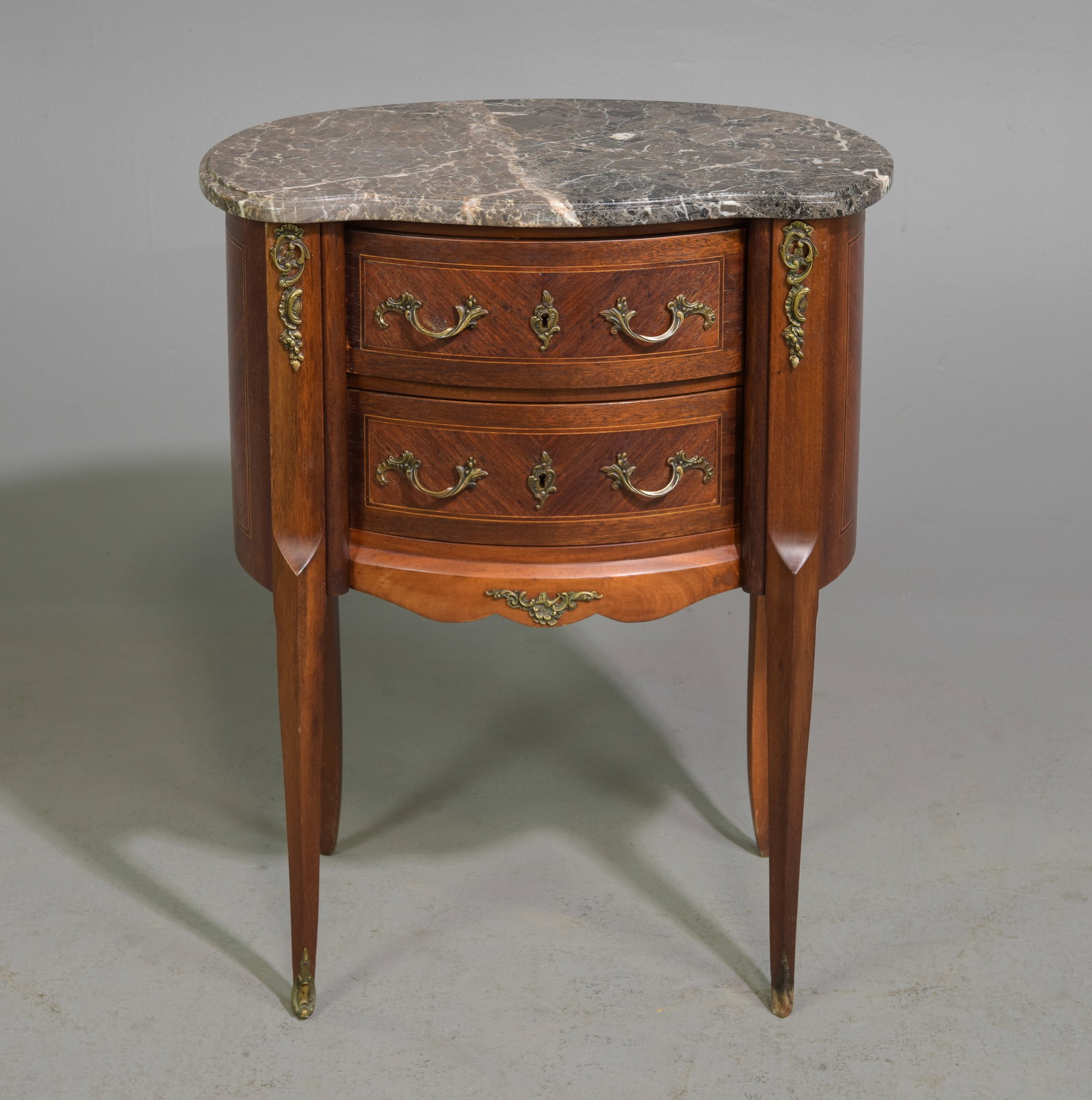 Louis XVI Style Marble Top Chest / Nightstand: French Louis XVI Style Marble Top Chest / Nightstand - 28 in tall x 22.5 x 14.5