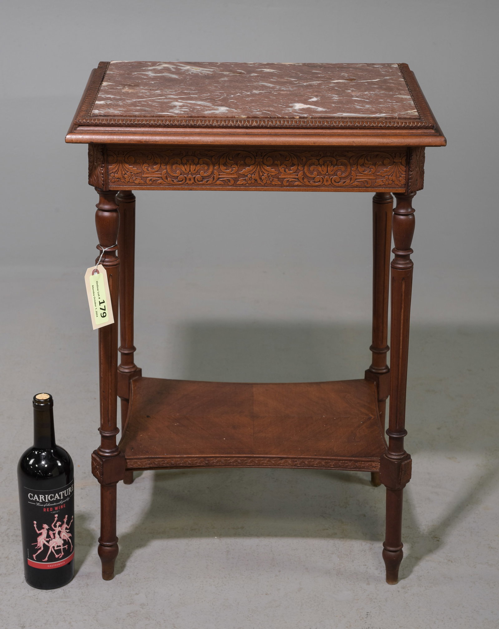 Louis XVI Style Inset Marble Top Occasional Table: French Louis XVI Style Inset Marble Top Occasional Table - 28.5 in tall x 19 x 14.5