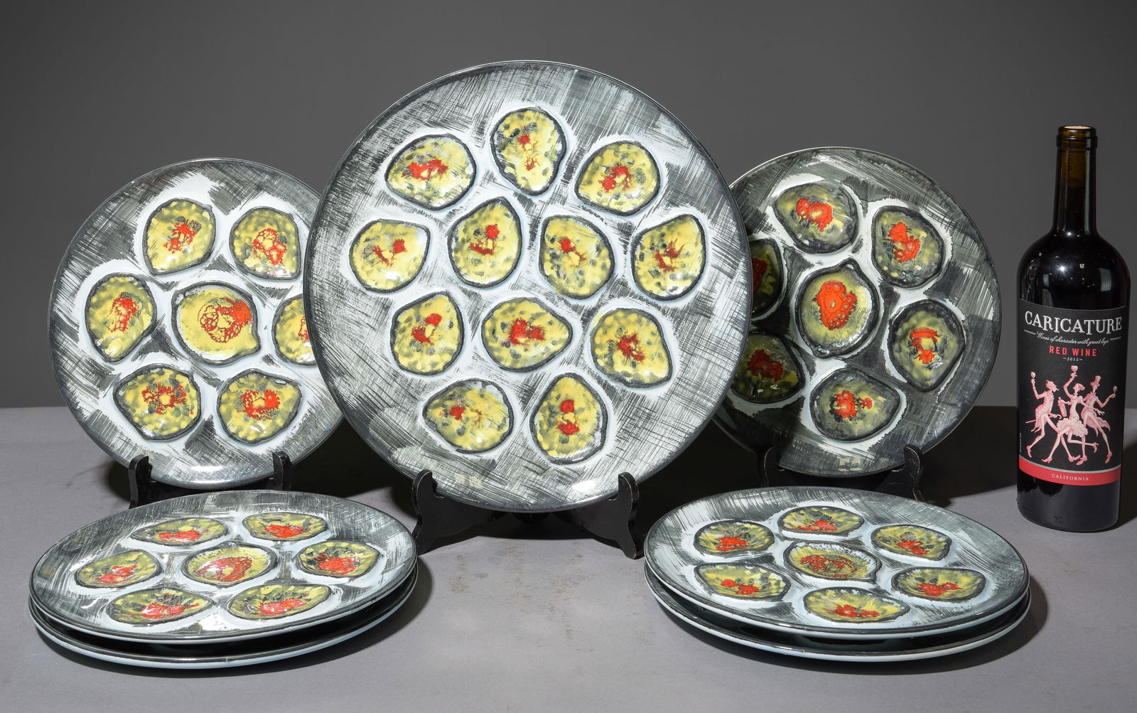 7pc French Oyster Plate Set - Platter & 6 Plates (1 of 4)