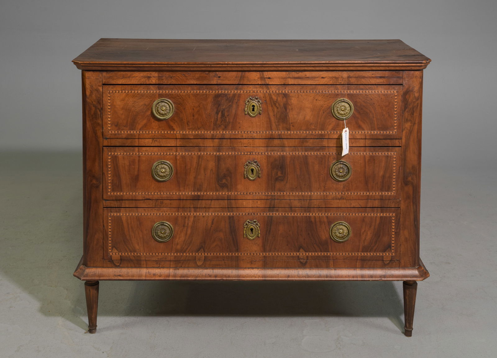 Louis XVI Style Three Drawer Walnut Chest (1 of 6)