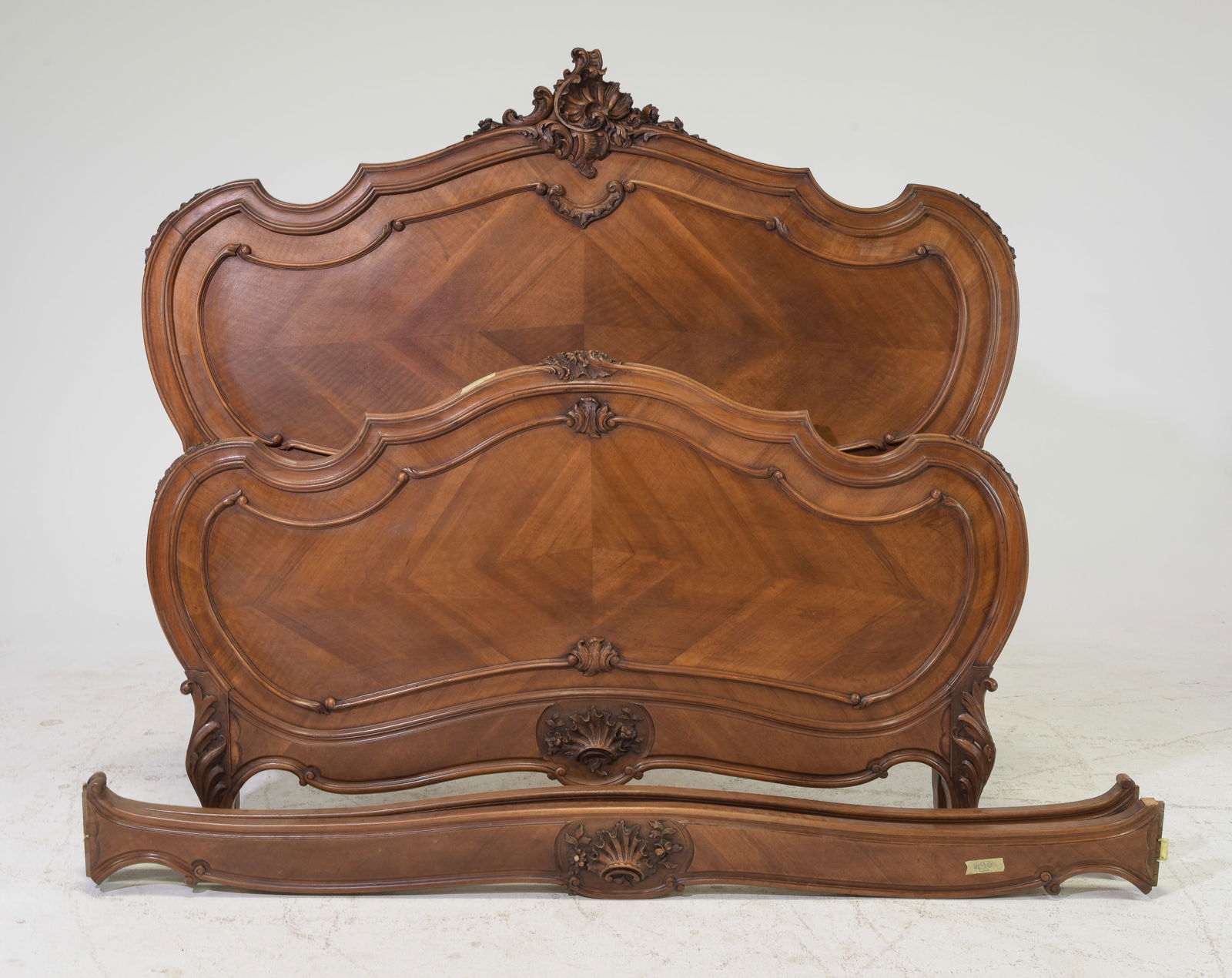 Louis XV Style Walnut Bed with Rails (1 of 6)