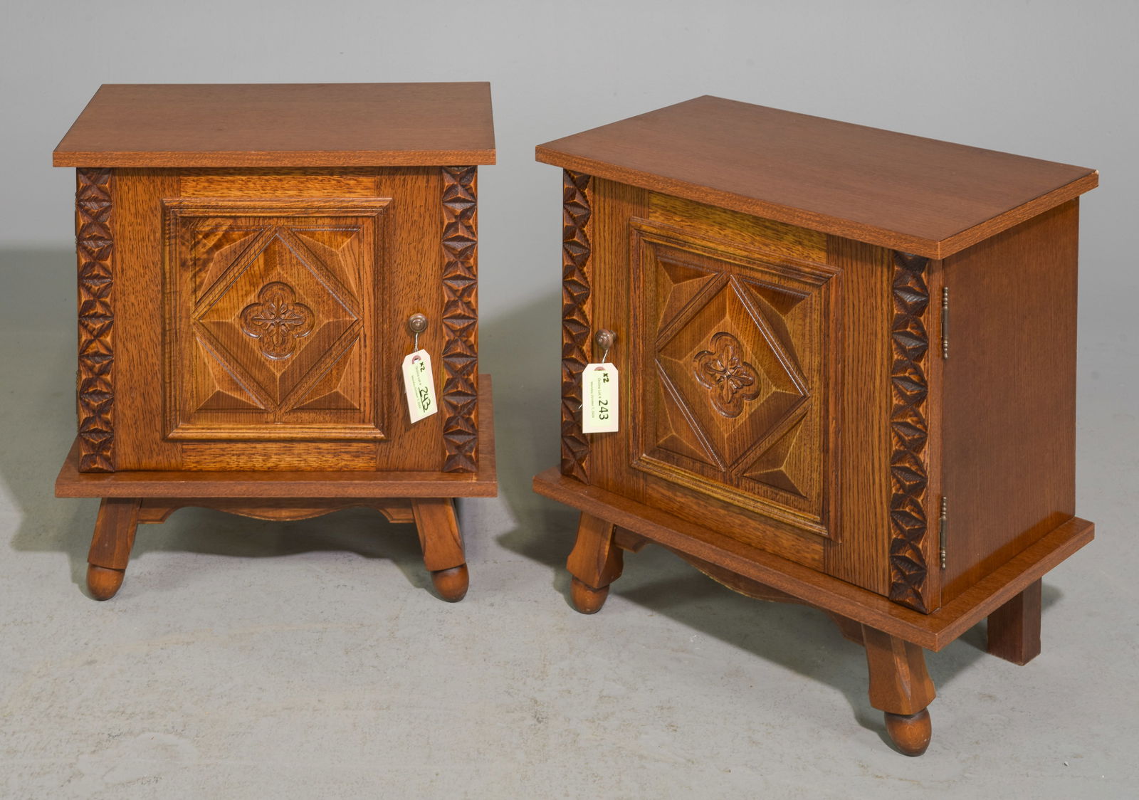 French Basque Style Pair of Left & Right Nightstands (1 of 4)