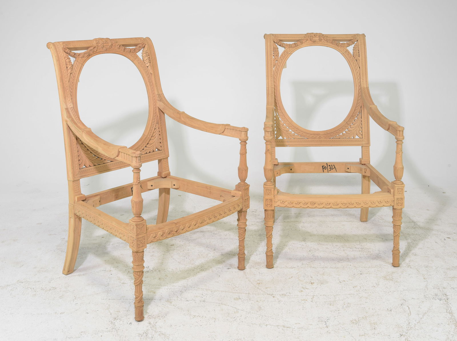 French Style Pair Of Carved Arm Chair Frames (1 of 4)