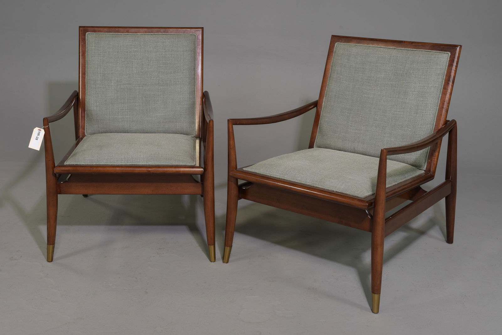Modern Pair of Campaign Style Arm Chairs: Modern Pair of Campaign Style Arm Chairs - 34 in tall x 26 x 28, Seat height is 16 inches