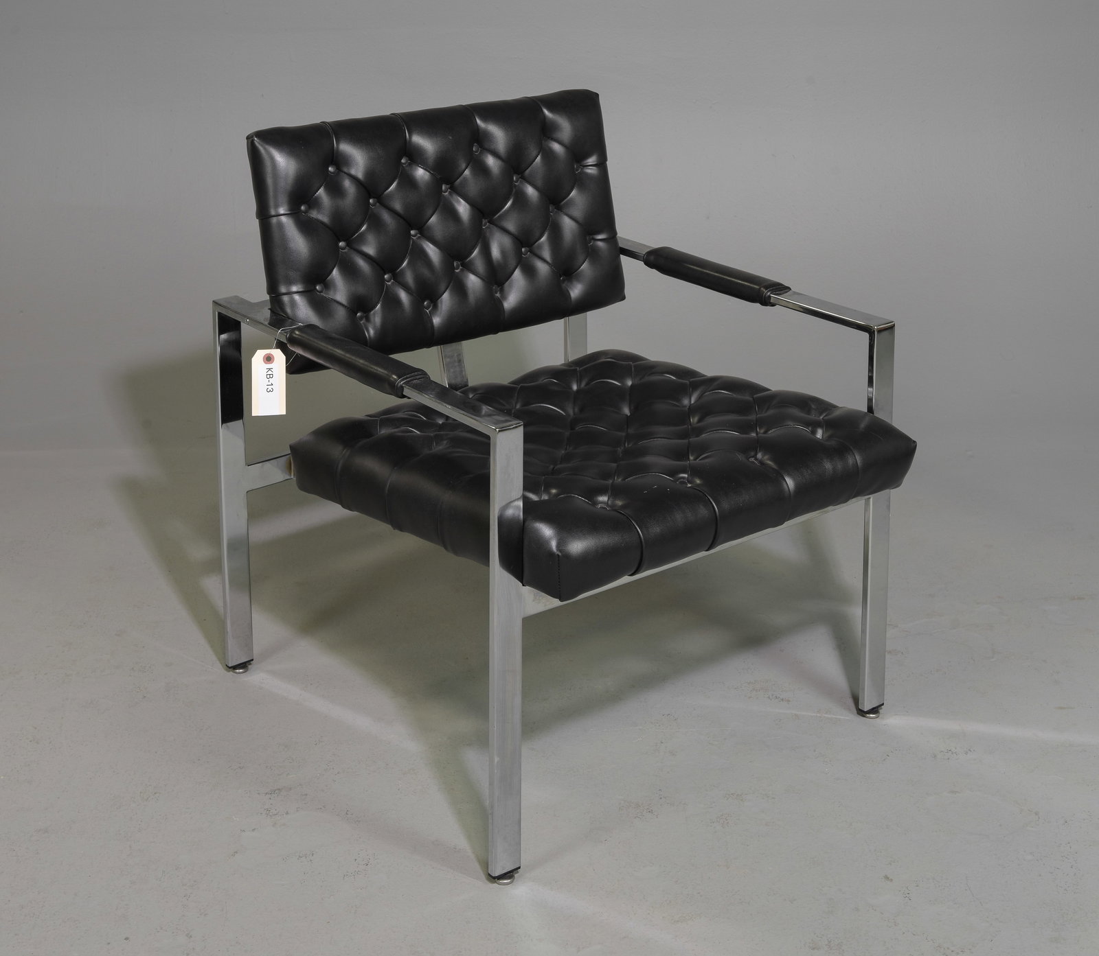Black Leather Button Tufted Arm Chair (1 of 5)