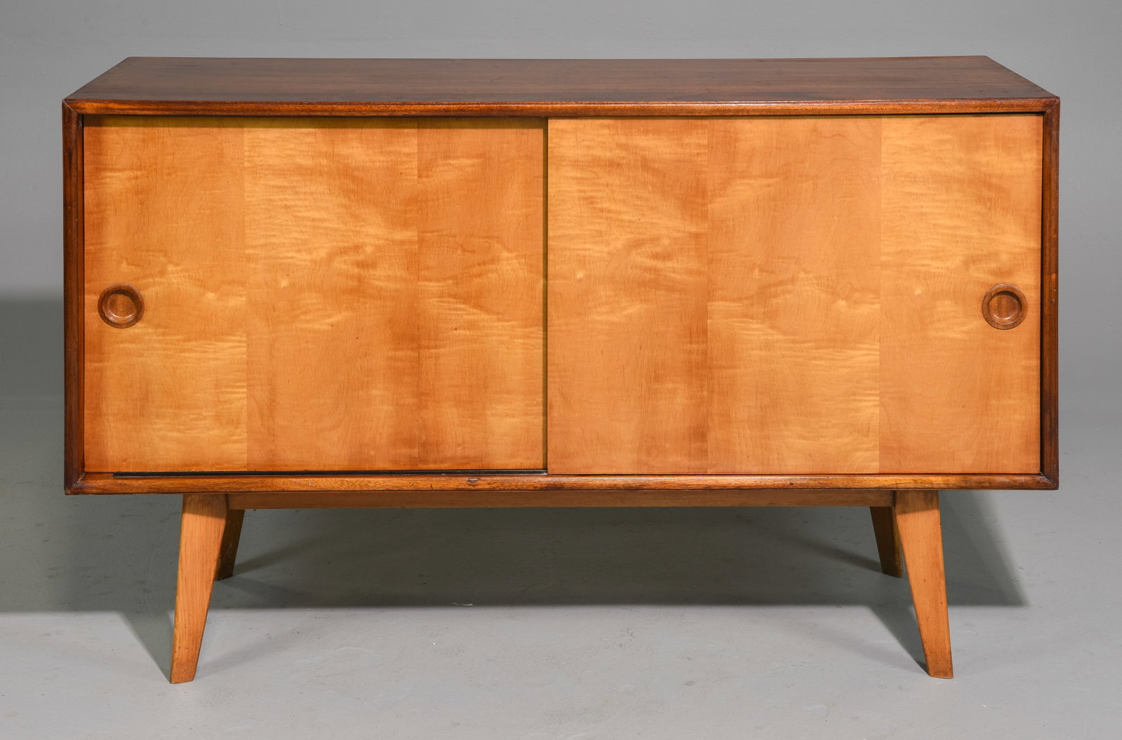 Mid Century Modern Sliding Door Credenza: Danish Modern Style Sliding Door Sideboard / Credenza - 33 in tall x 54 x 18