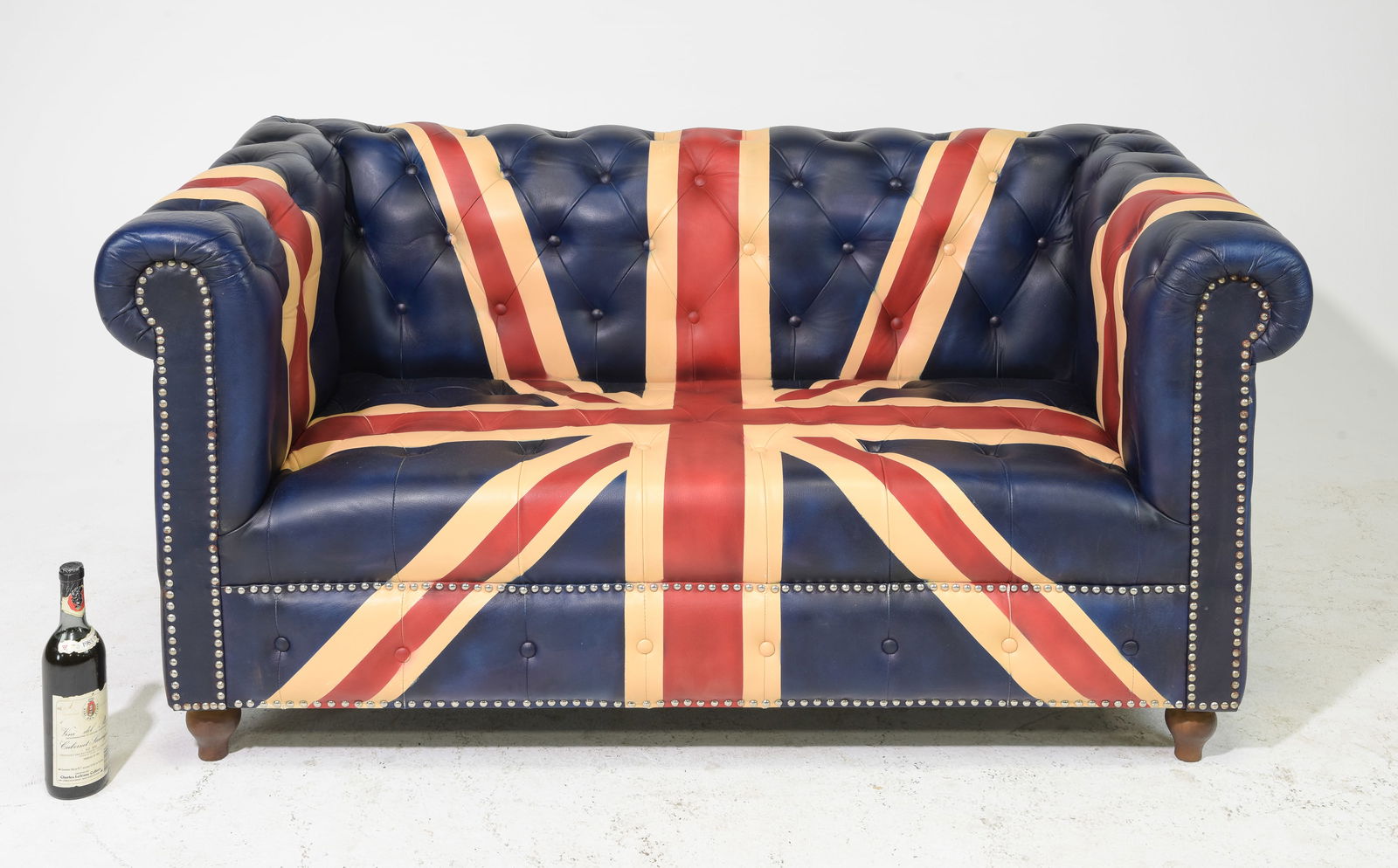 Union Jack Leather Button Tufted Loveseat (1 of 6)