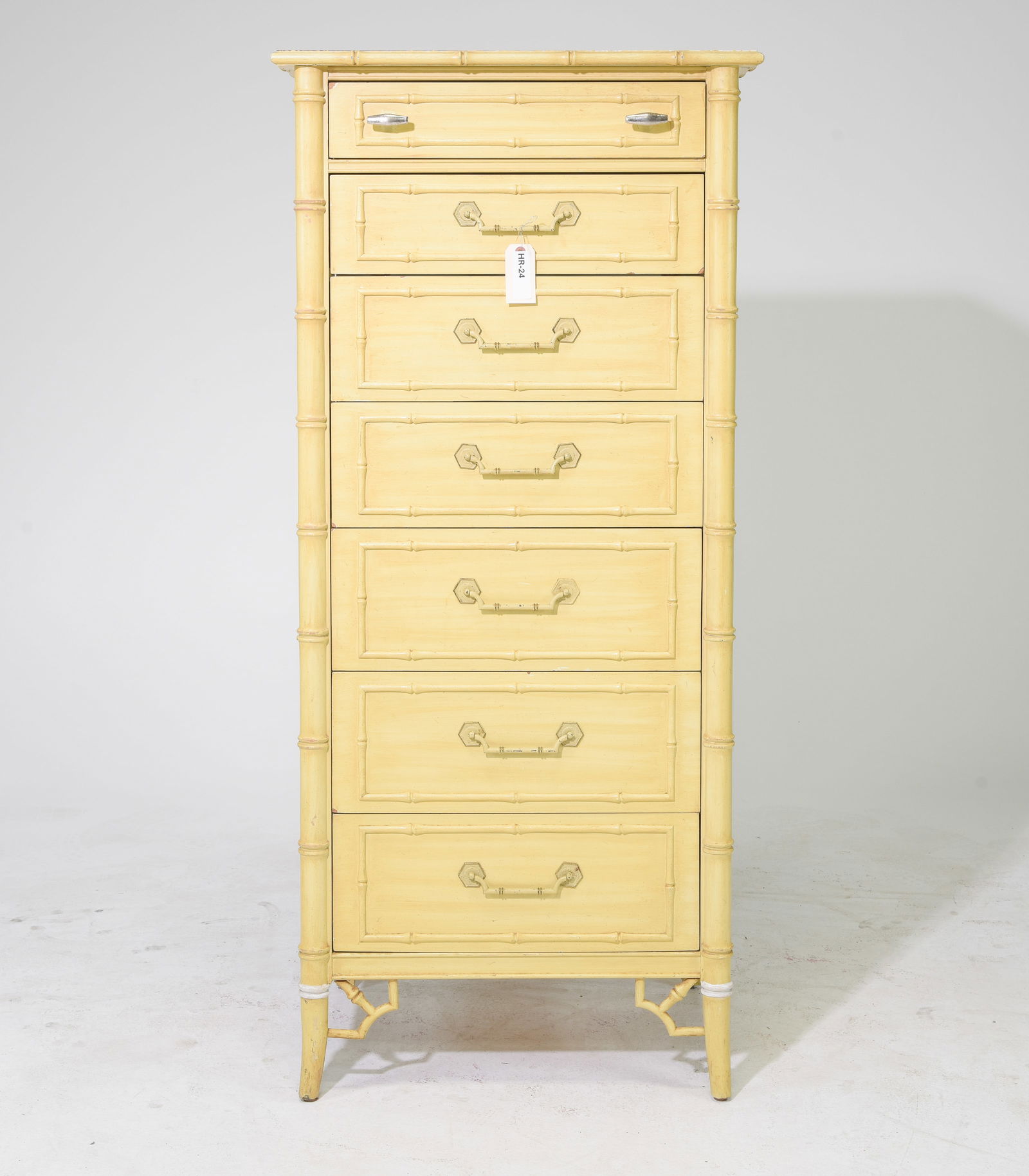 Tall Faux Bamboo 7 Drawer Painted Chest (1 of 8)