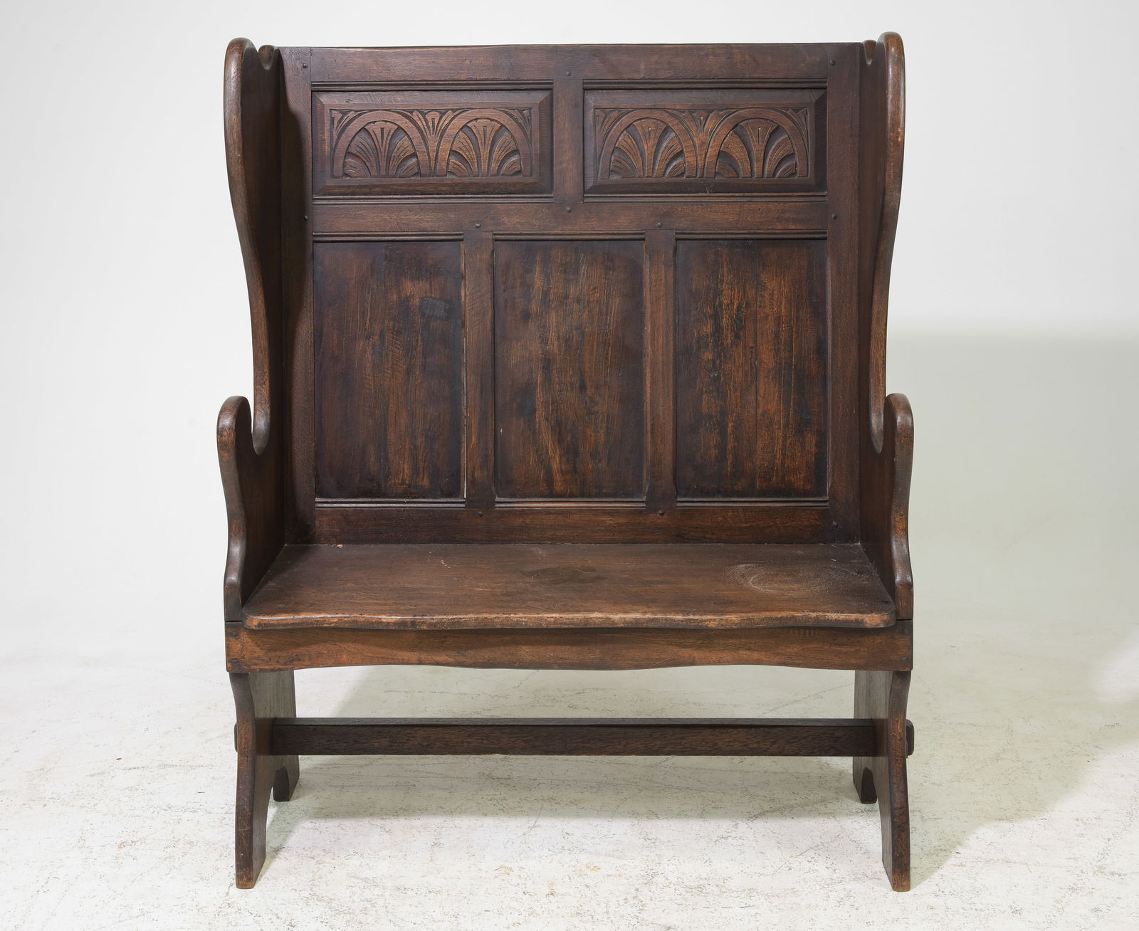British Oak High Back Pub / Hall Bench c.1920's (1 of 4)
