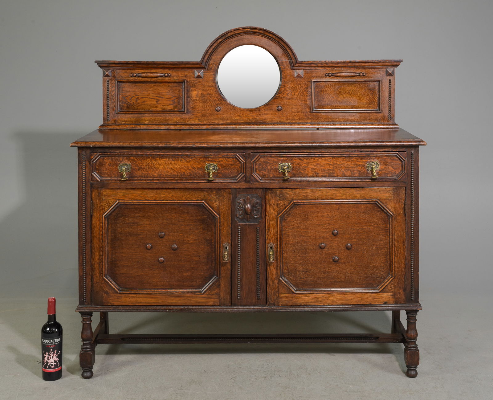 Jacobean Oak Mirror Back Sideboard c.1920's-30's (1 of 8)