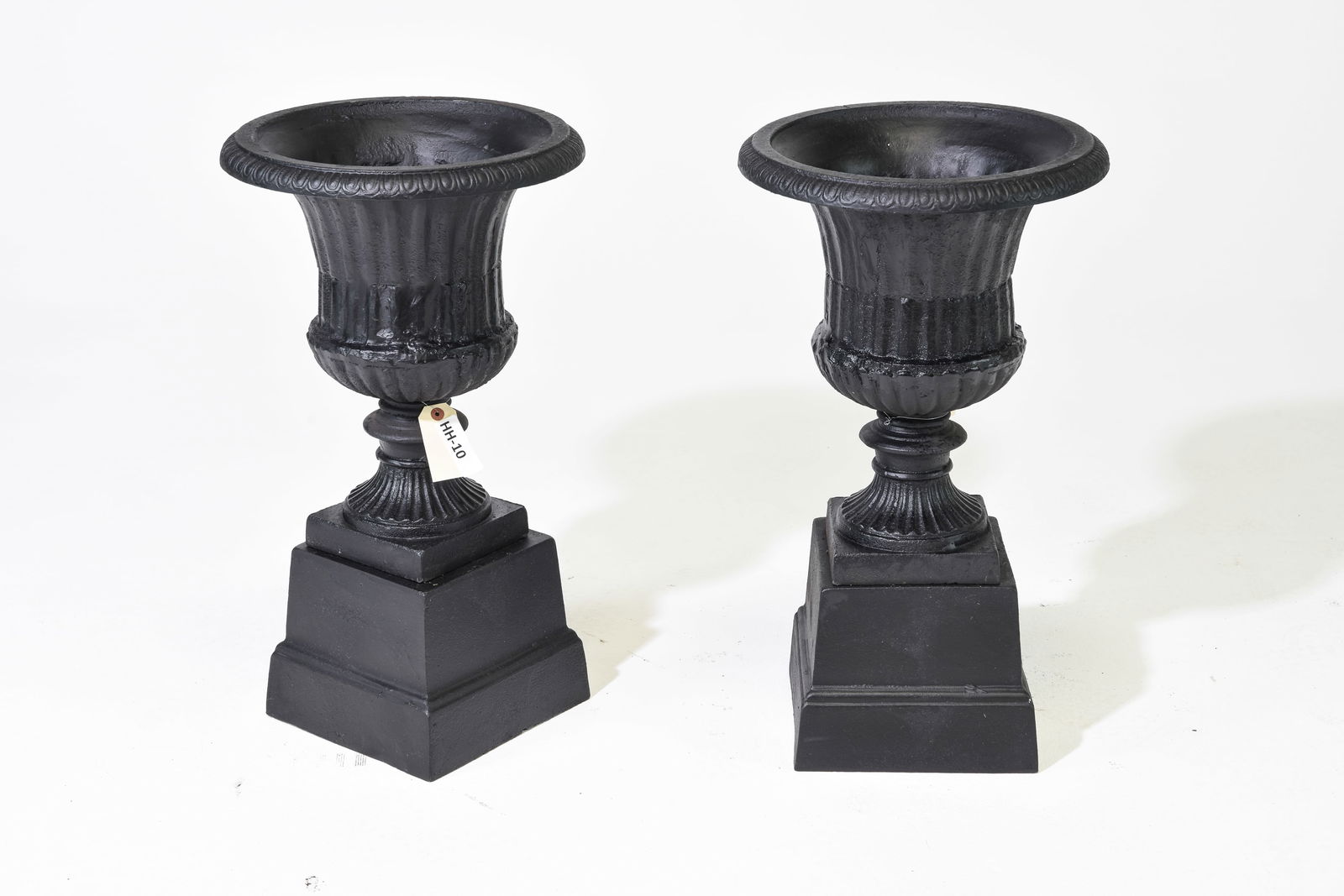 Pair Cast Iron Planters On Plinth Base (1 of 4)