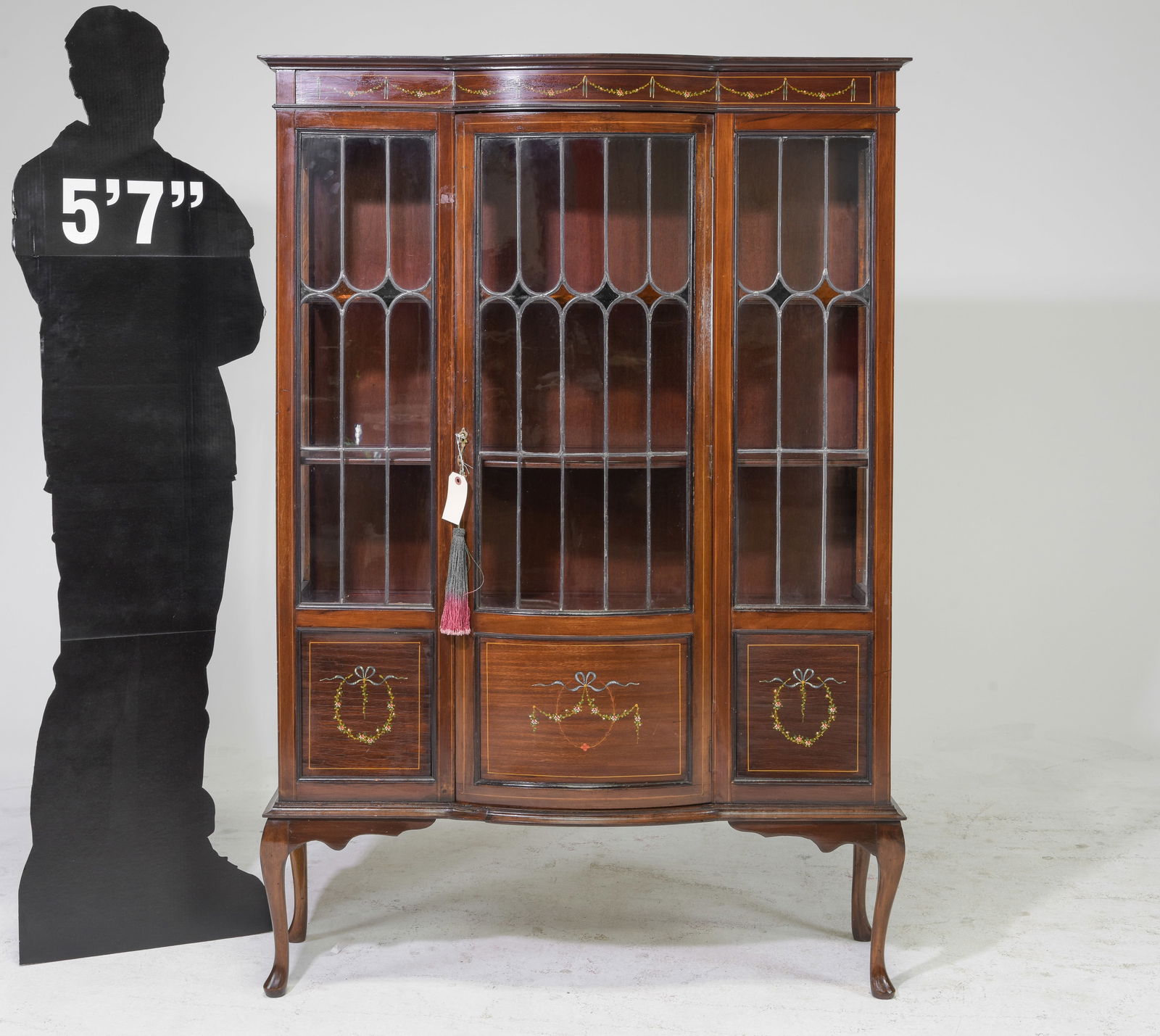 English Mahogany Leaded Glass Curio Cabinet (1 of 9)
