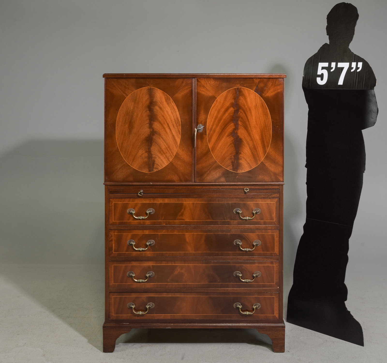 English Mahogany Gents / Linen Chest c.1950's: English Mahogany Gents / Linen Chest c.1950's-60's - 52 in tall x 34 x 18.5