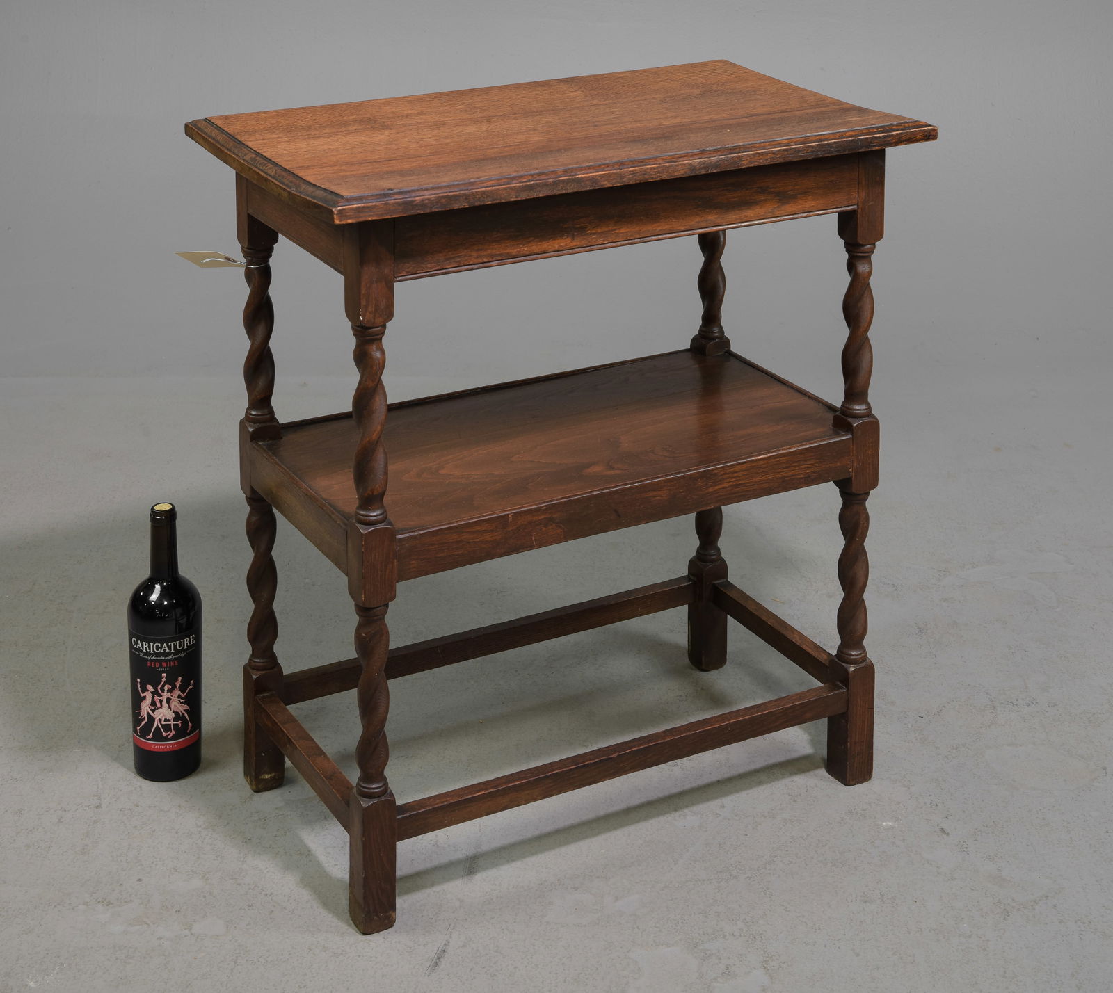 British Oak Barley Twist Two Tier Table c.1920's (1 of 3)