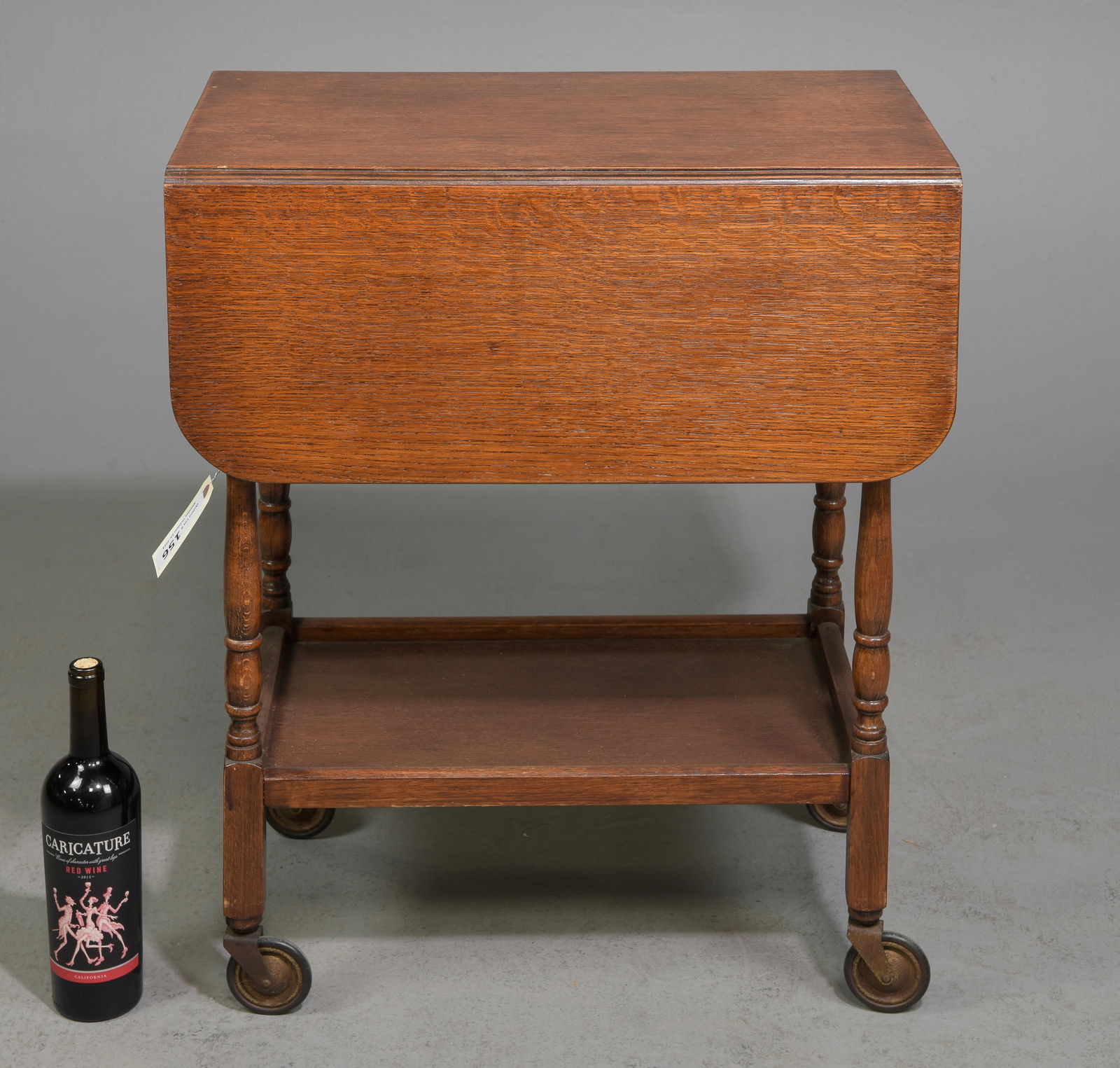 English Oak Drop Leaf Trolley / Cart c.1930's: English Oak Drop Leaf Trolley / Cart c.1930's-40's - 28.5 in tall x 24 x 14.5, Leaves add an additional 9.5 inches each