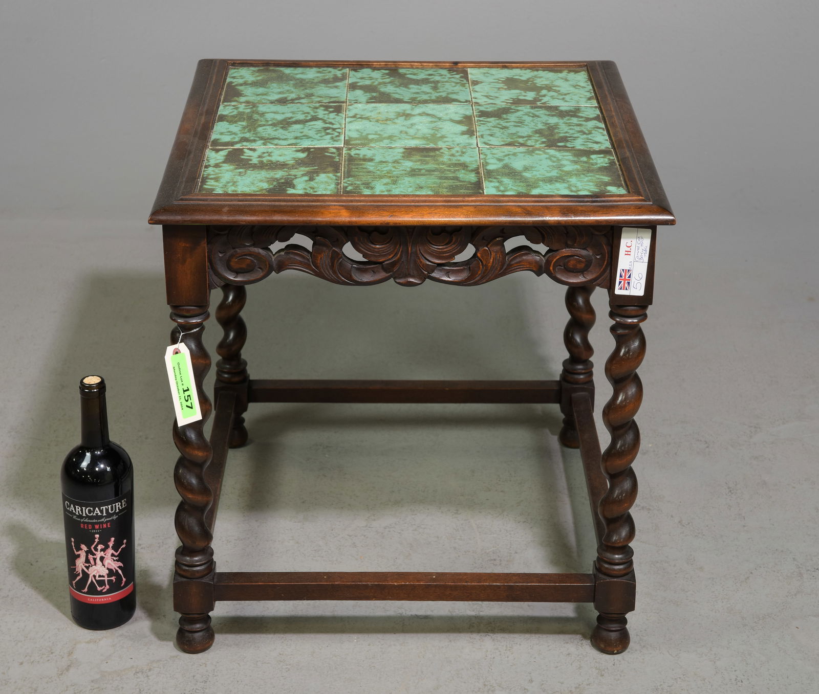 English Oak Barley Twist Tiled Top Occasional Table (1 of 5)