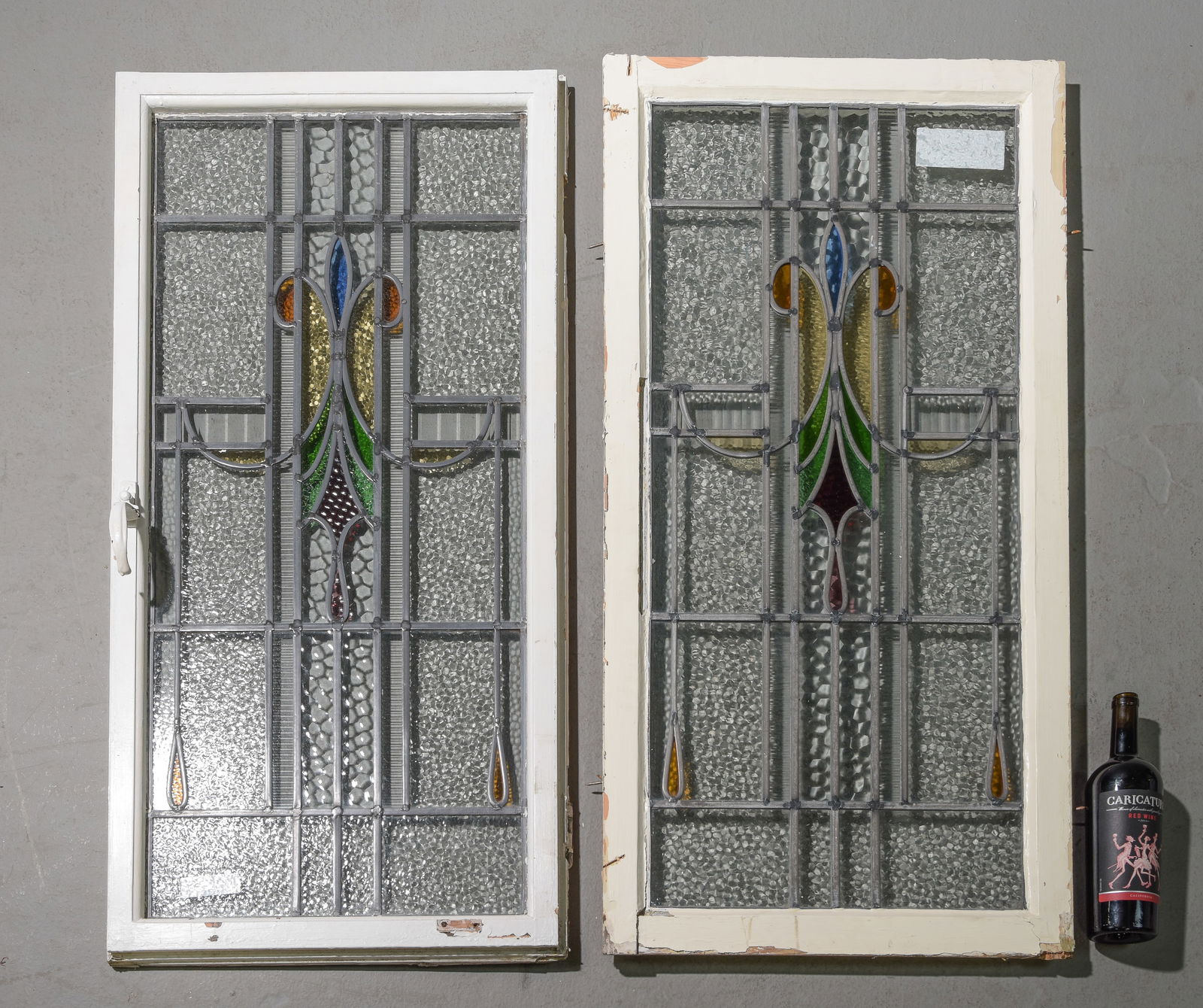 Pair of Large British Stained Leaded Glass Windows (1 of 5)
