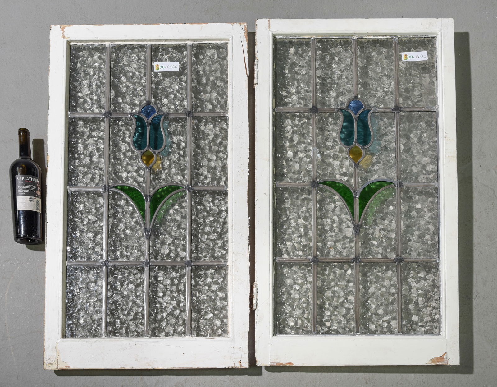 2 Large British Stained Leaded Glass Windows - Floral (1 of 3)