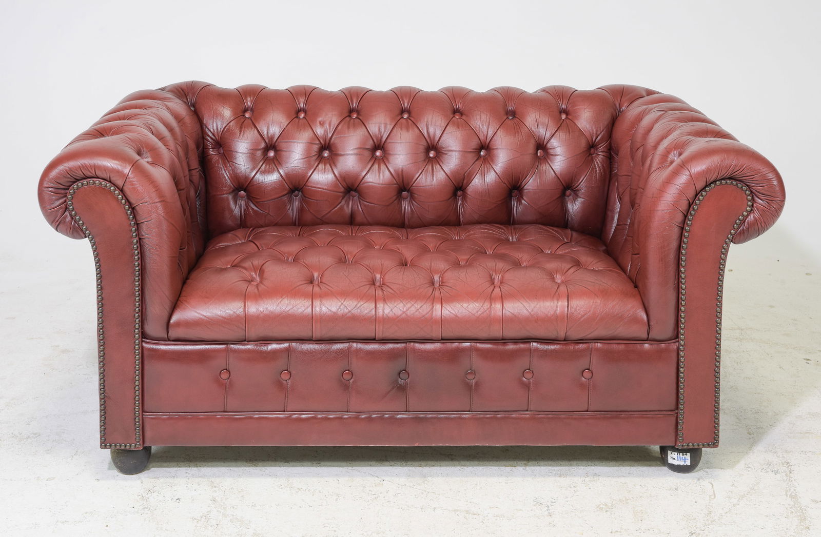 British Red Leather Chesterfield Loveseat #2 (1 of 7)
