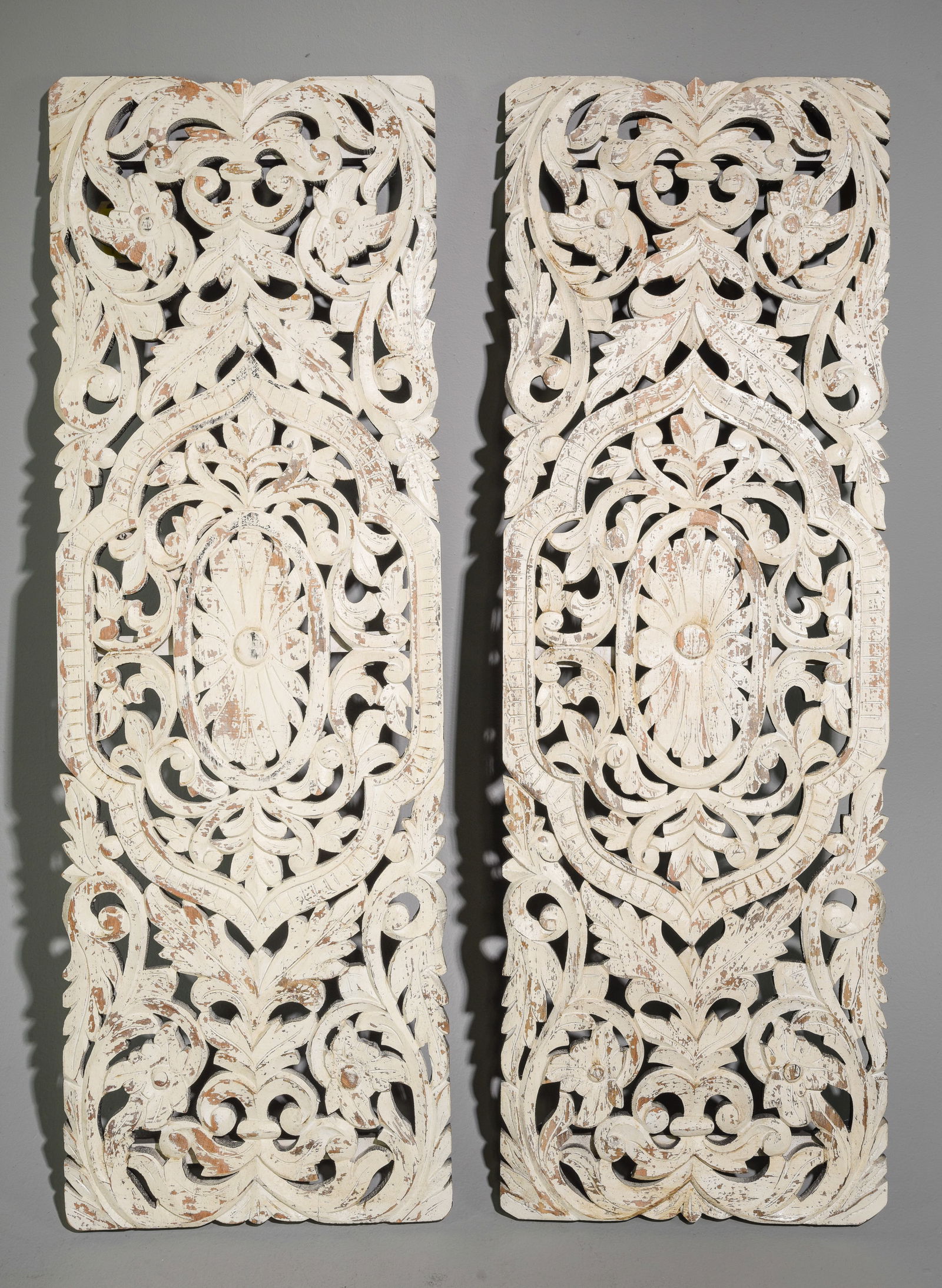 Pair of Painted Open Pierced Carved Panels (1 of 4)