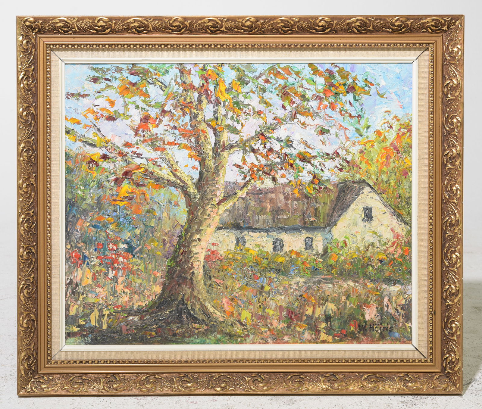 W. Hoiris Danish Framed Acrylic on Canvas Landscape (1 of 3)