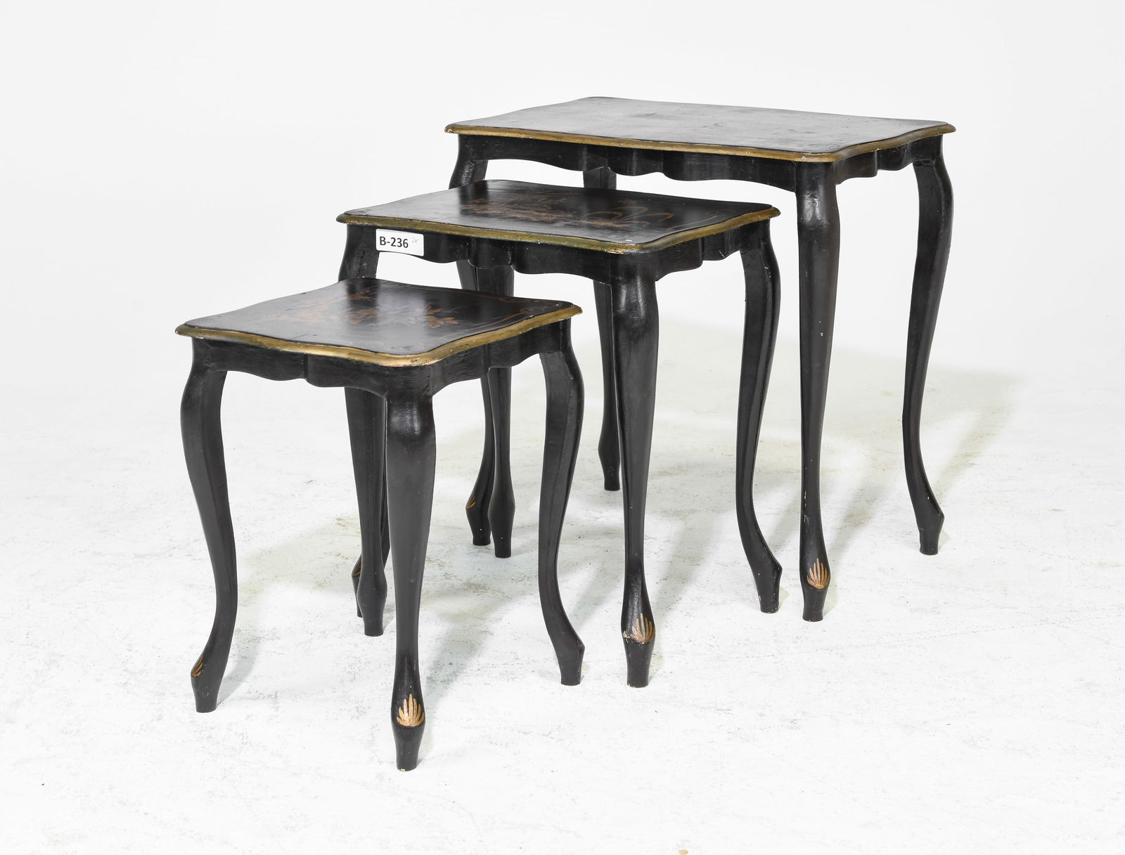 French Painted Nest of 3 Tables with Asian Design (1 of 4)