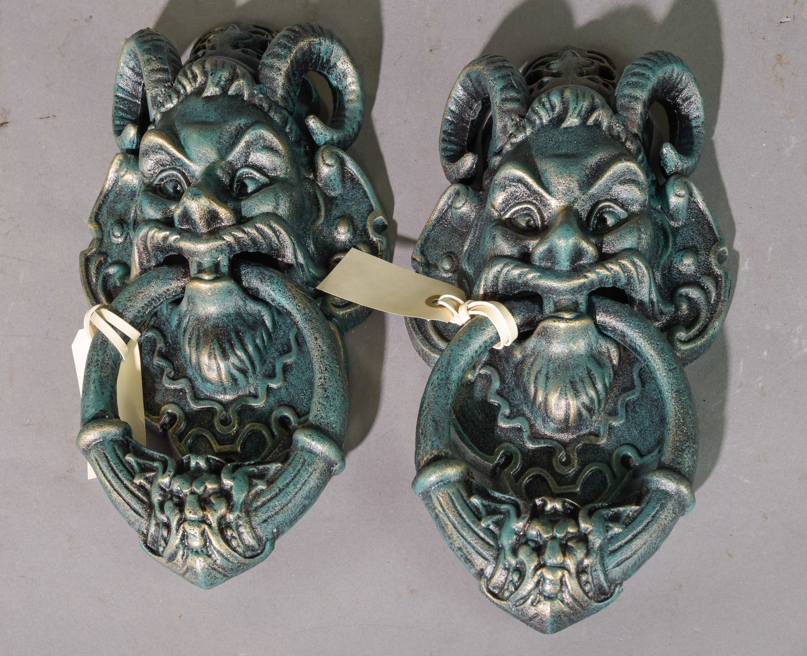 Pair Of Heavy Iron Door Knockers: Pair Of Heavy Iron Door Knockers - 13 inches tall x 7 x 2.5