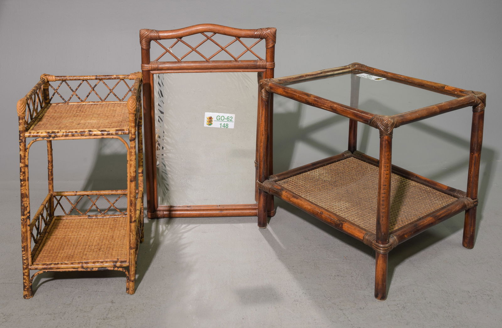 2 Bamboo Occasional Table & Framed Mirror (1 of 4)