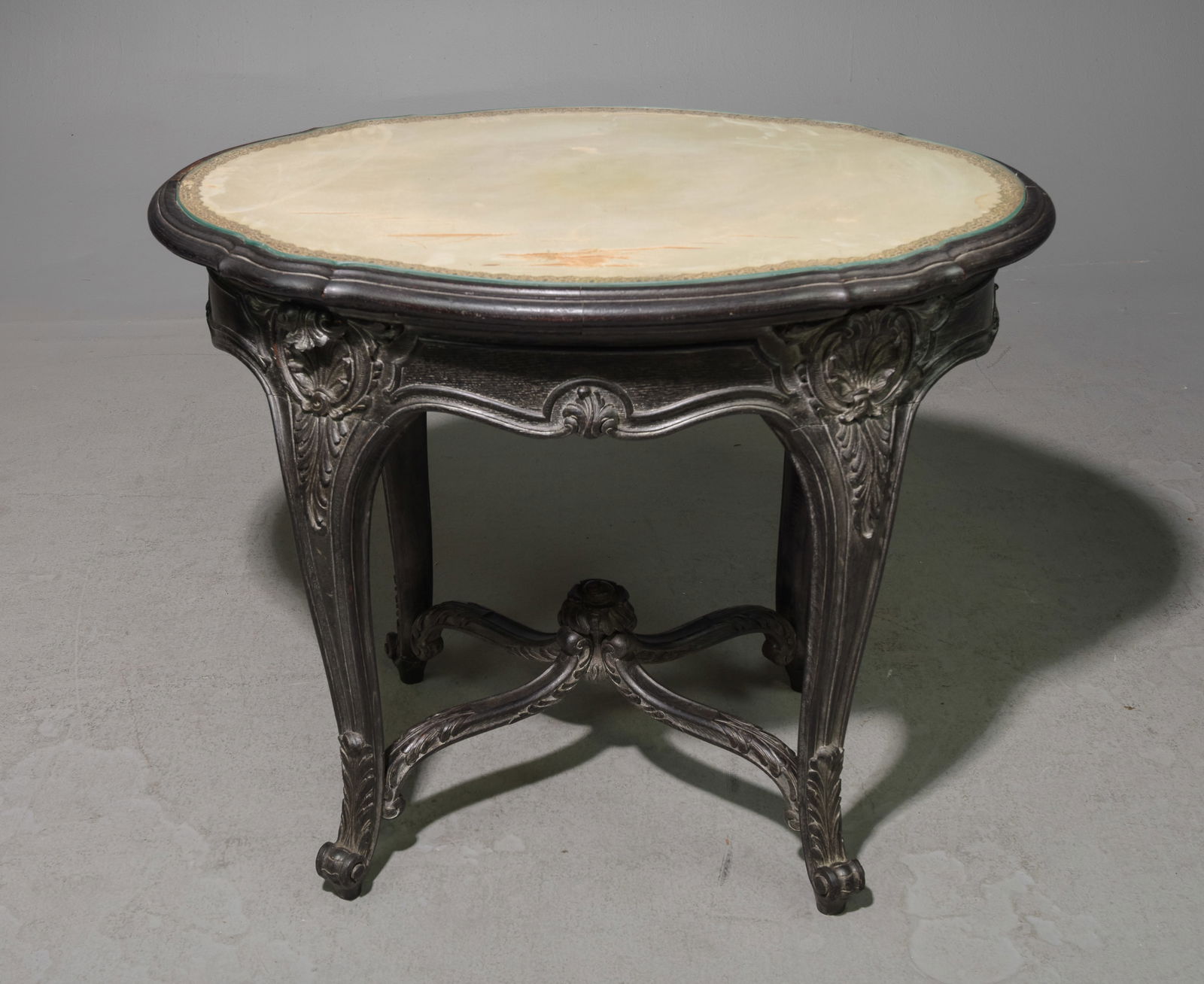 Oval Painted Glass Top Occasional Table (1 of 2)