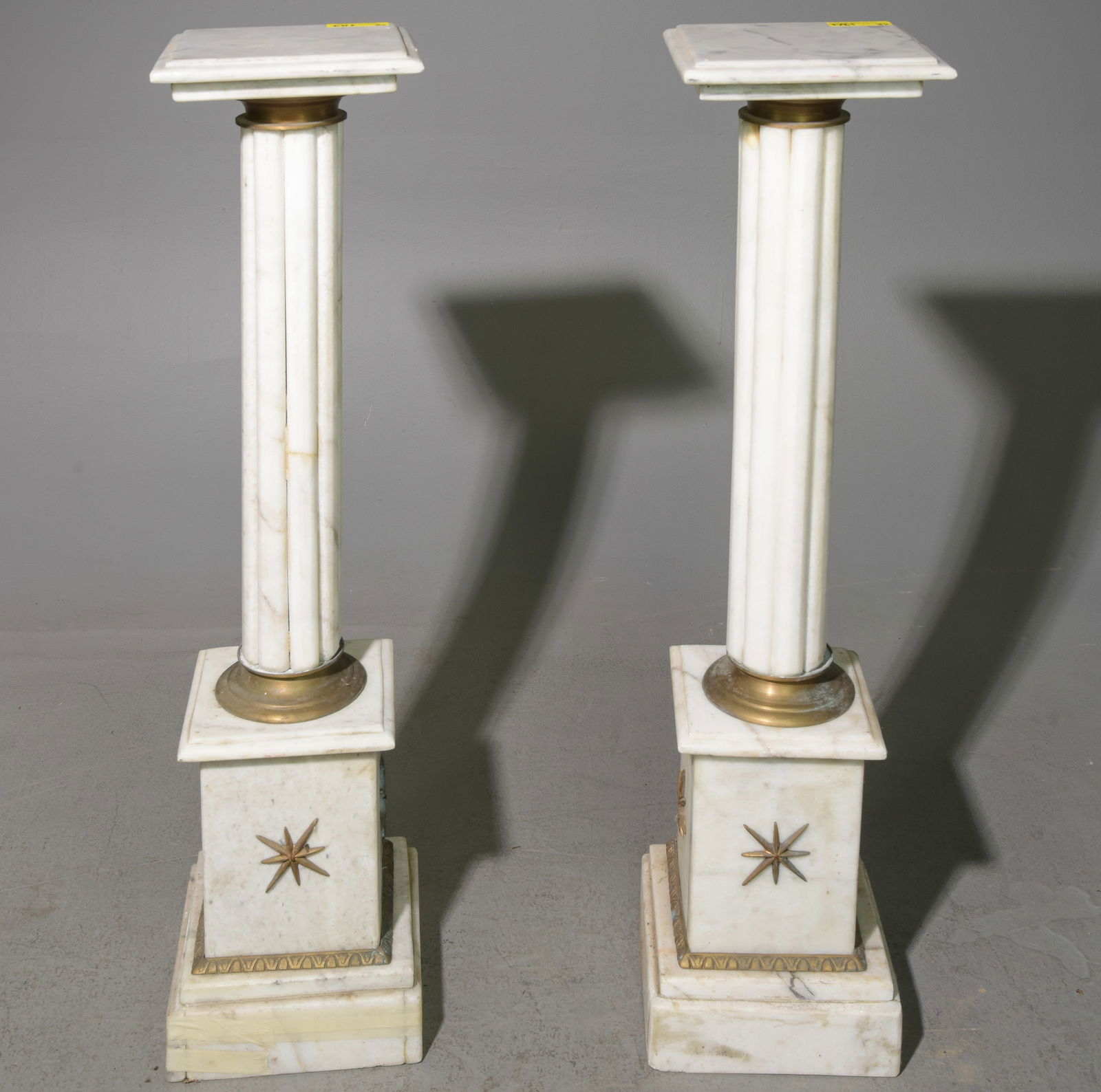 Two Empire Style White Marble Pedestals (1 of 4)