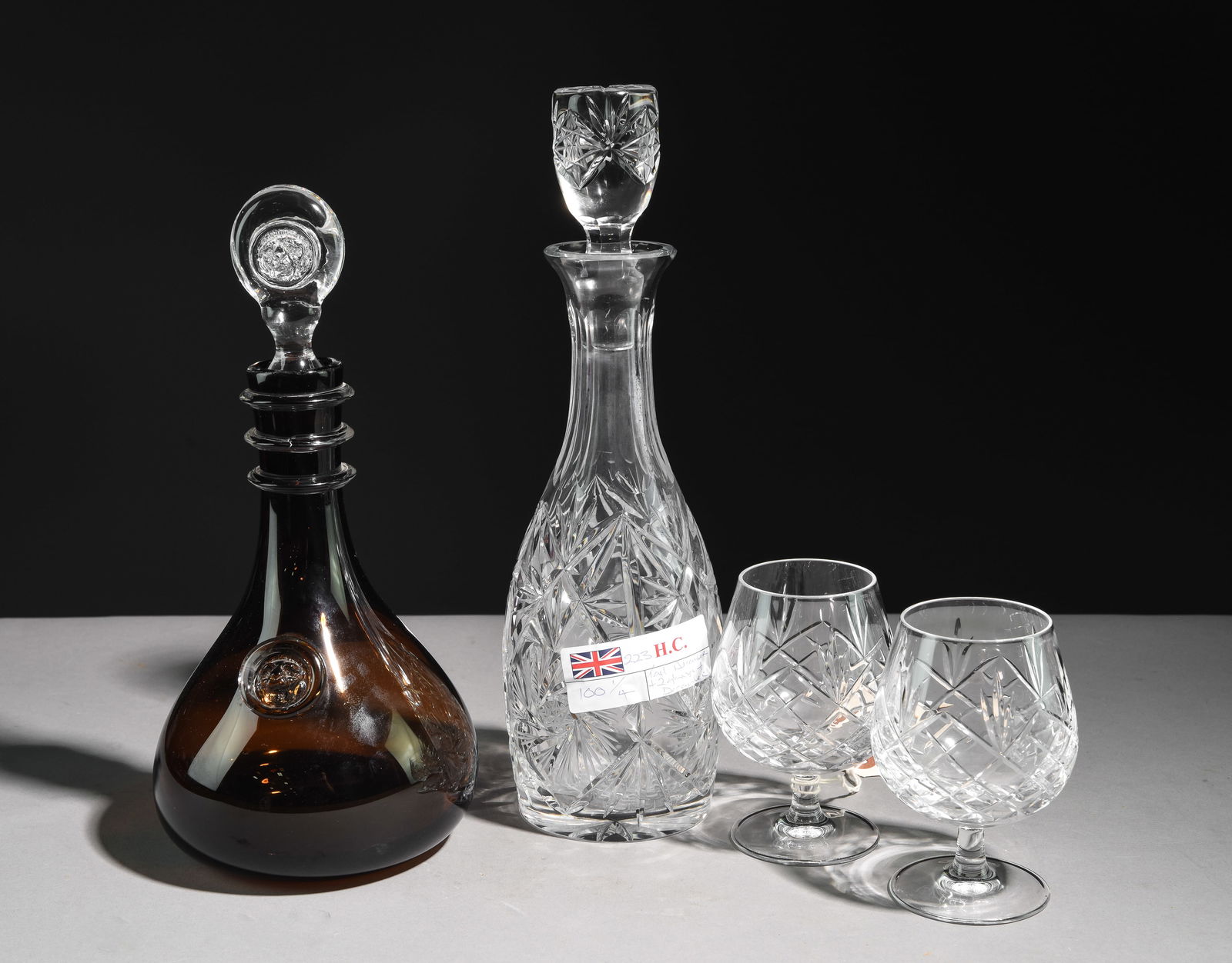2 Glass / Crystal Decanters & 2 Brandy Glasses (1 of 8)