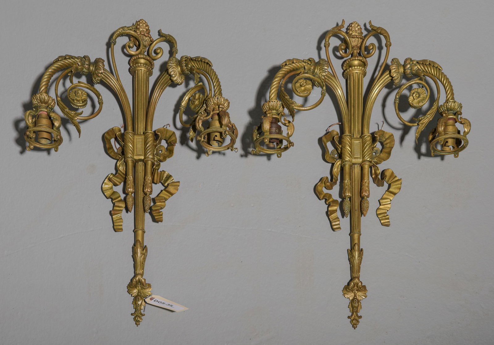 Louis XVI Style Pair of Gilded Bronze Sconces (1 of 5)