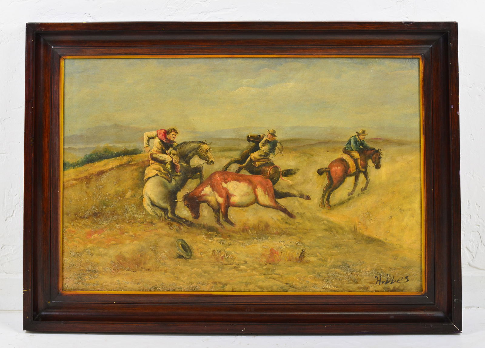 Framed Western Art - Cowboys & Bull (1 of 3)