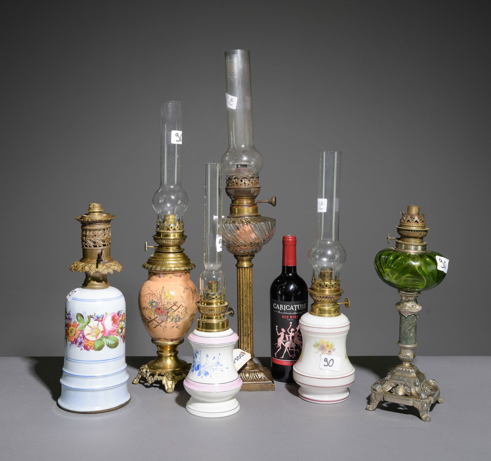 Six Assorted French Oil Lamps (1 of 5)