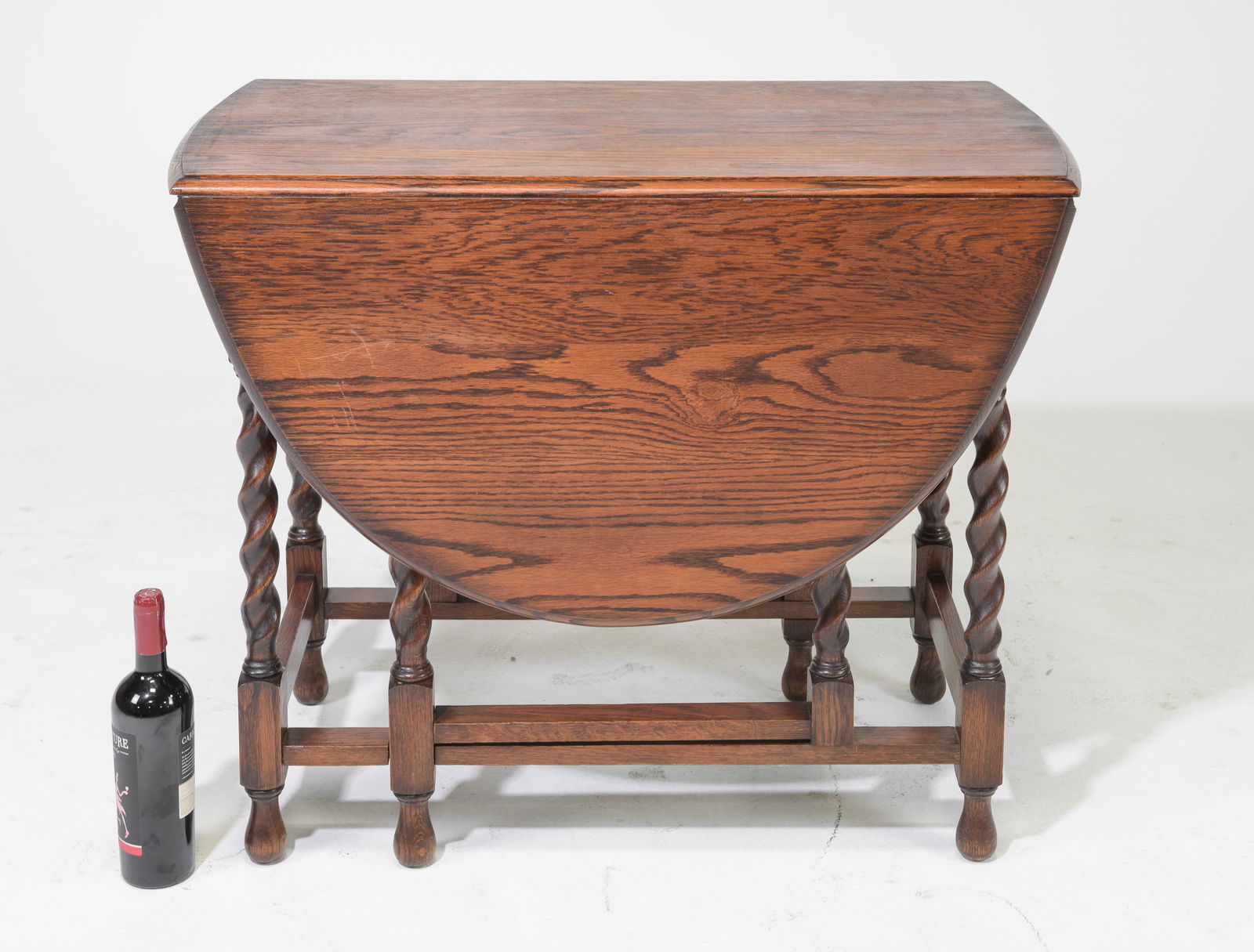 British Oak Barley Twist Drop Leaf Table c.1920's-30's (1 of 4)