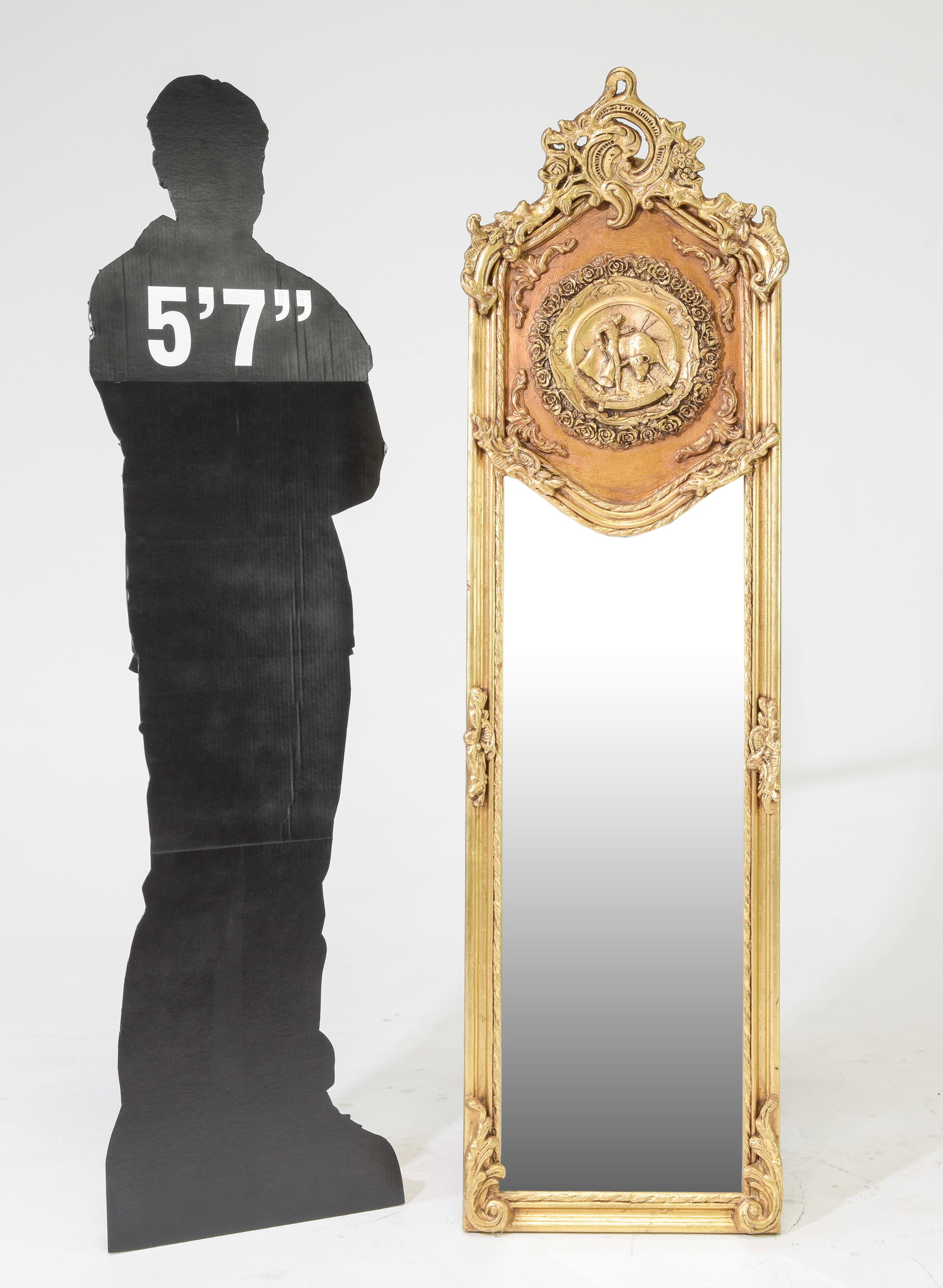 French Style Gold Painted "Trumeau" Mirror #1: French Style Gold Painted "Trumeau" Mirror - 66.5 in tall x 18.5 x 2