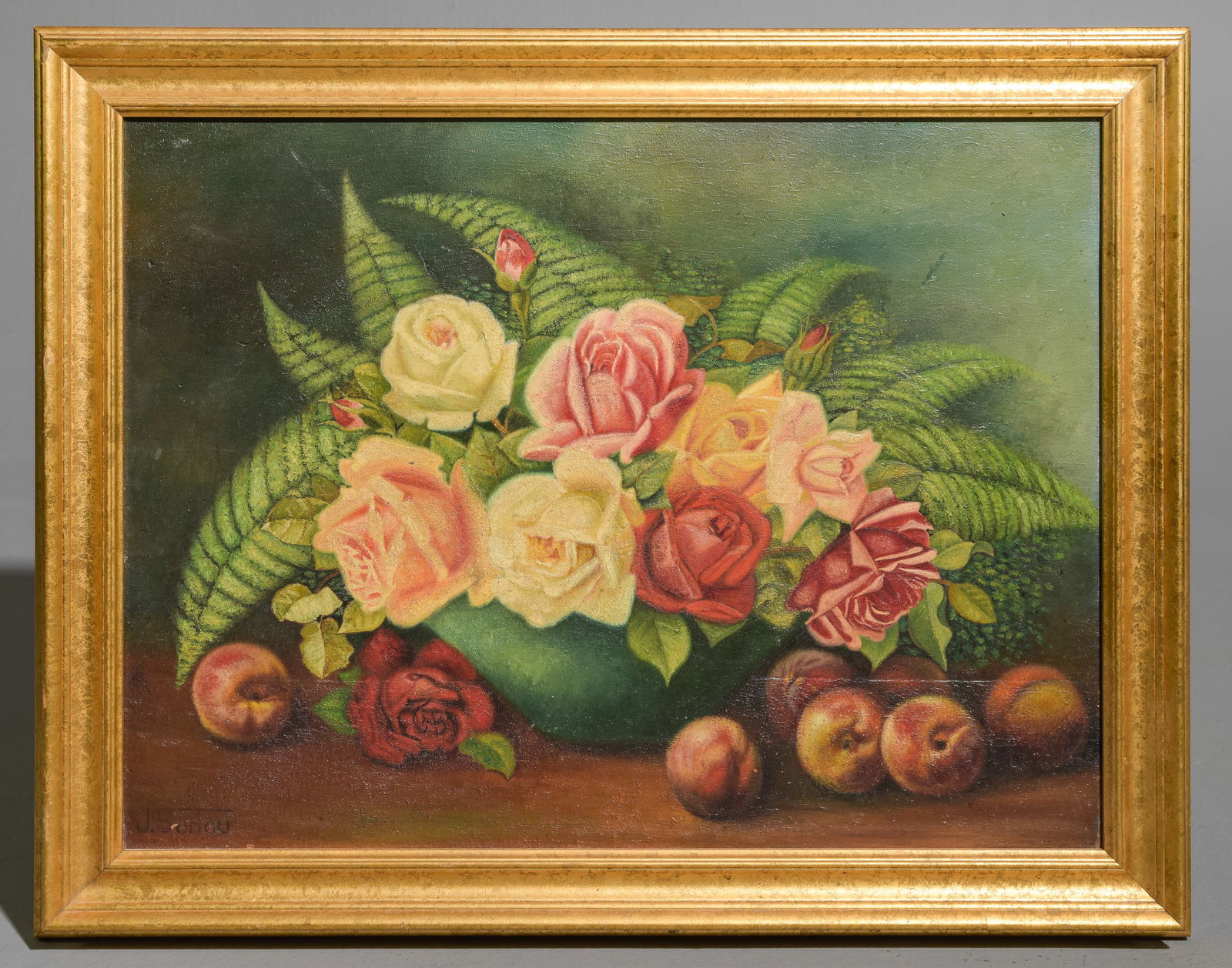 Gold Framed Floral & Fruit Still Life Art (1 of 4)
