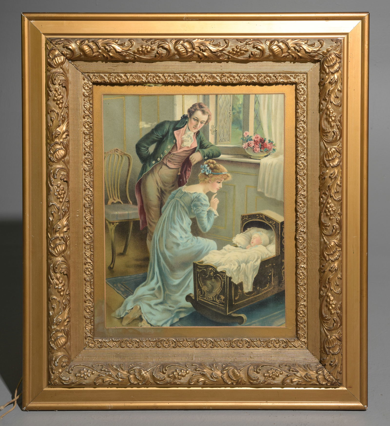 Gold Framed Lithograph - Mother & Father with Baby (1 of 4)