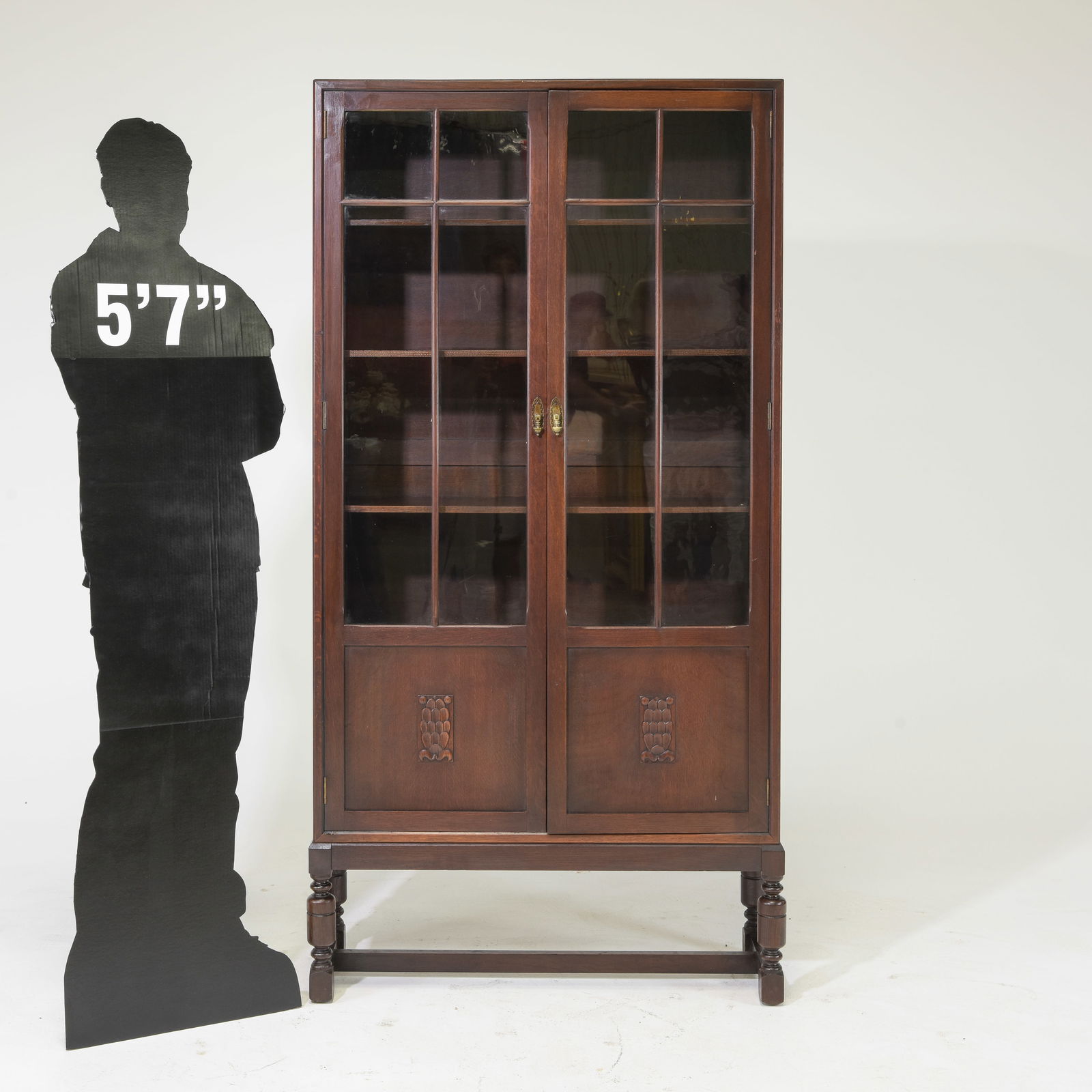 British Oak Double Door Bookcase / Cupboard (1 of 7)