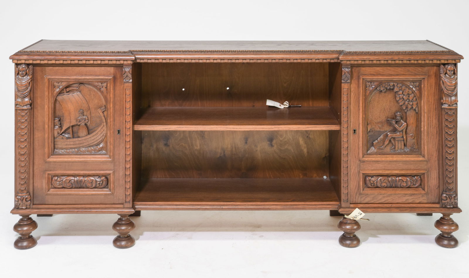 Danish Carved Oak Bookshelf / Hall Console #2 (1 of 3)