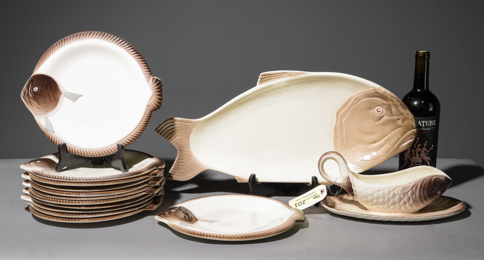 14pc Fish Plate Set - Platter, 12 Plates, Sauce Boat (1 of 4)