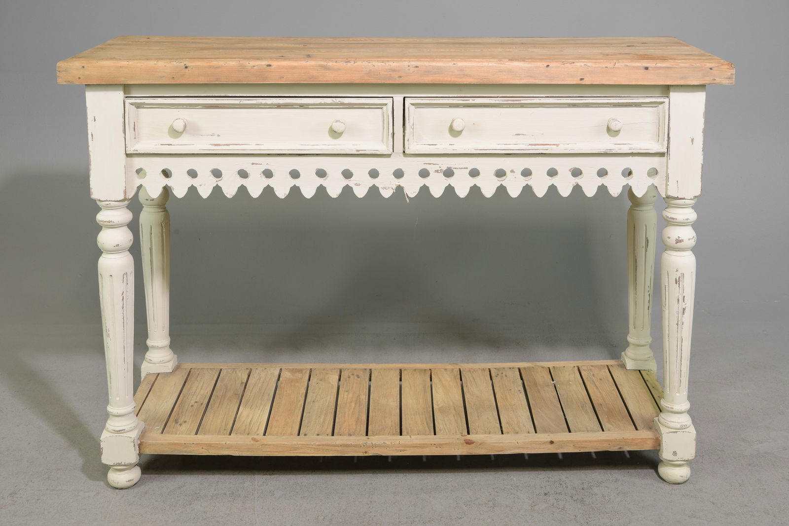 Farmhouse Style Painted 2 Drawer Hall Table (1 of 2)