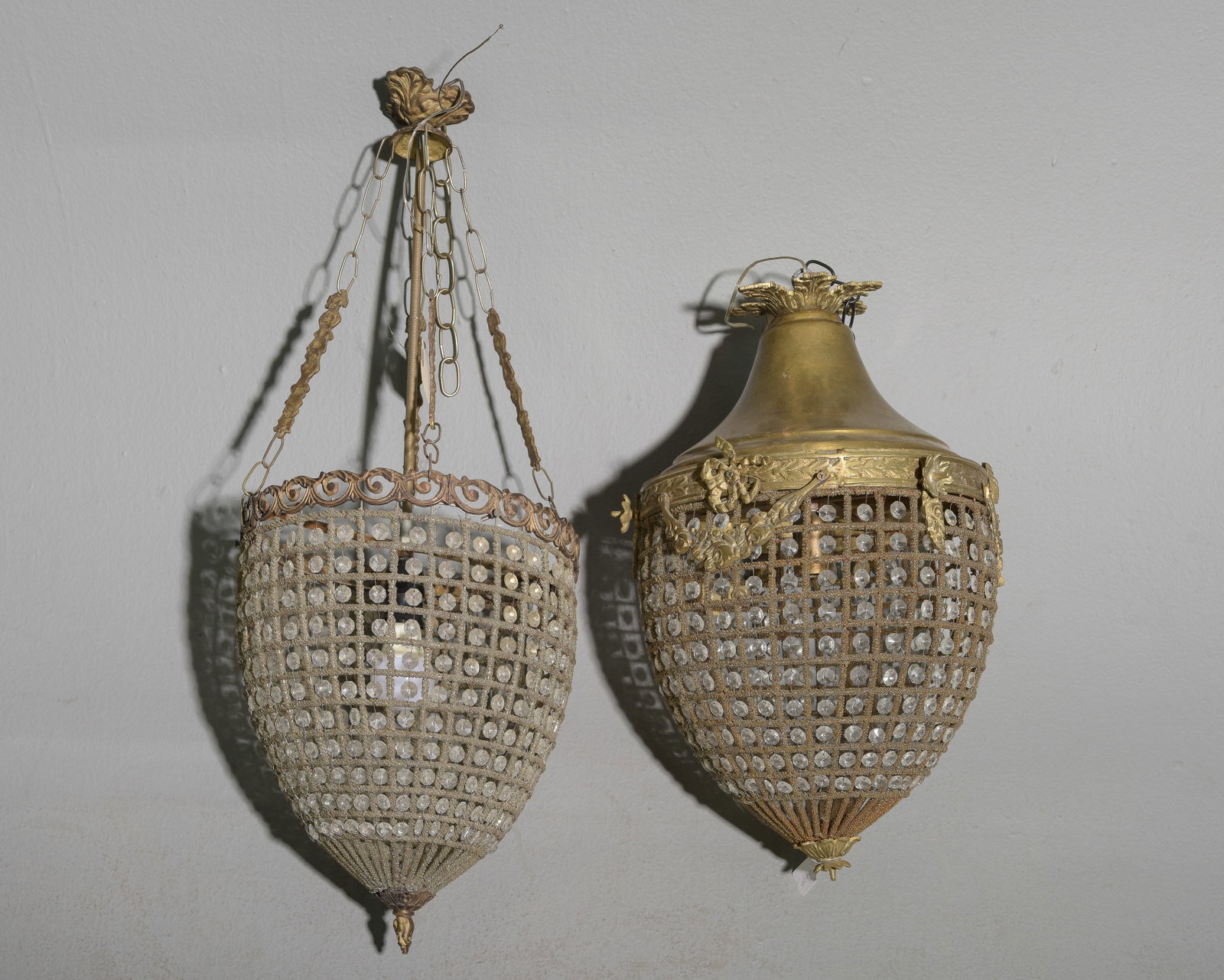 2 French Empire Style Chandeliers: 2 French Empire Style Chandeliers - 31 inches tall x 12.5 inch diameter