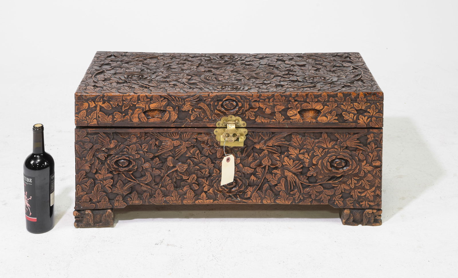Hand Carved Floral Camphor Wood Trunk (1 of 6)