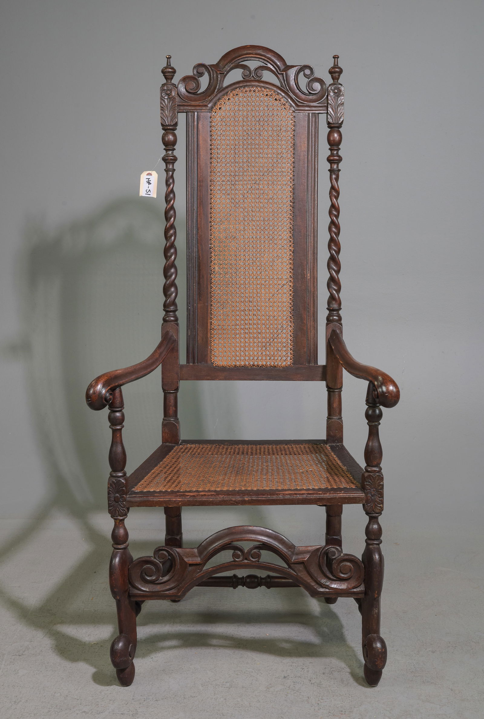 English Oak Barley Twist Caned Arm Chair (1 of 4)