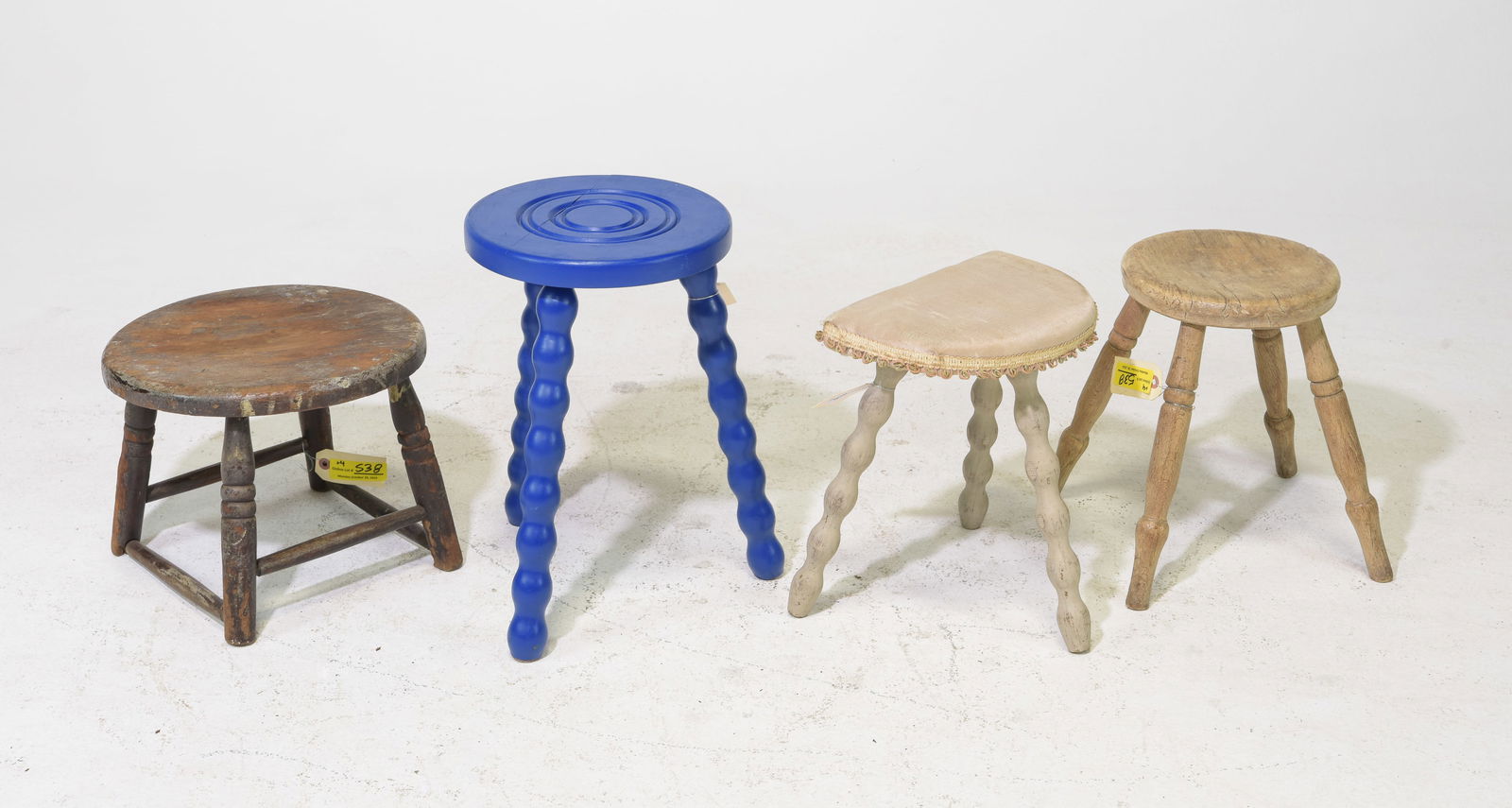 Four Assorted Rustic Milk Stools (1 of 3)