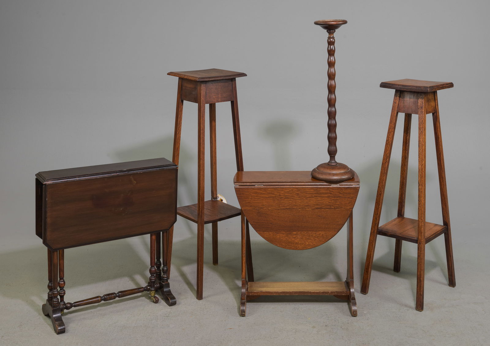 5pcs - British Oak Plant Stands, Drop Leaf Tables, Etc. (1 of 4)