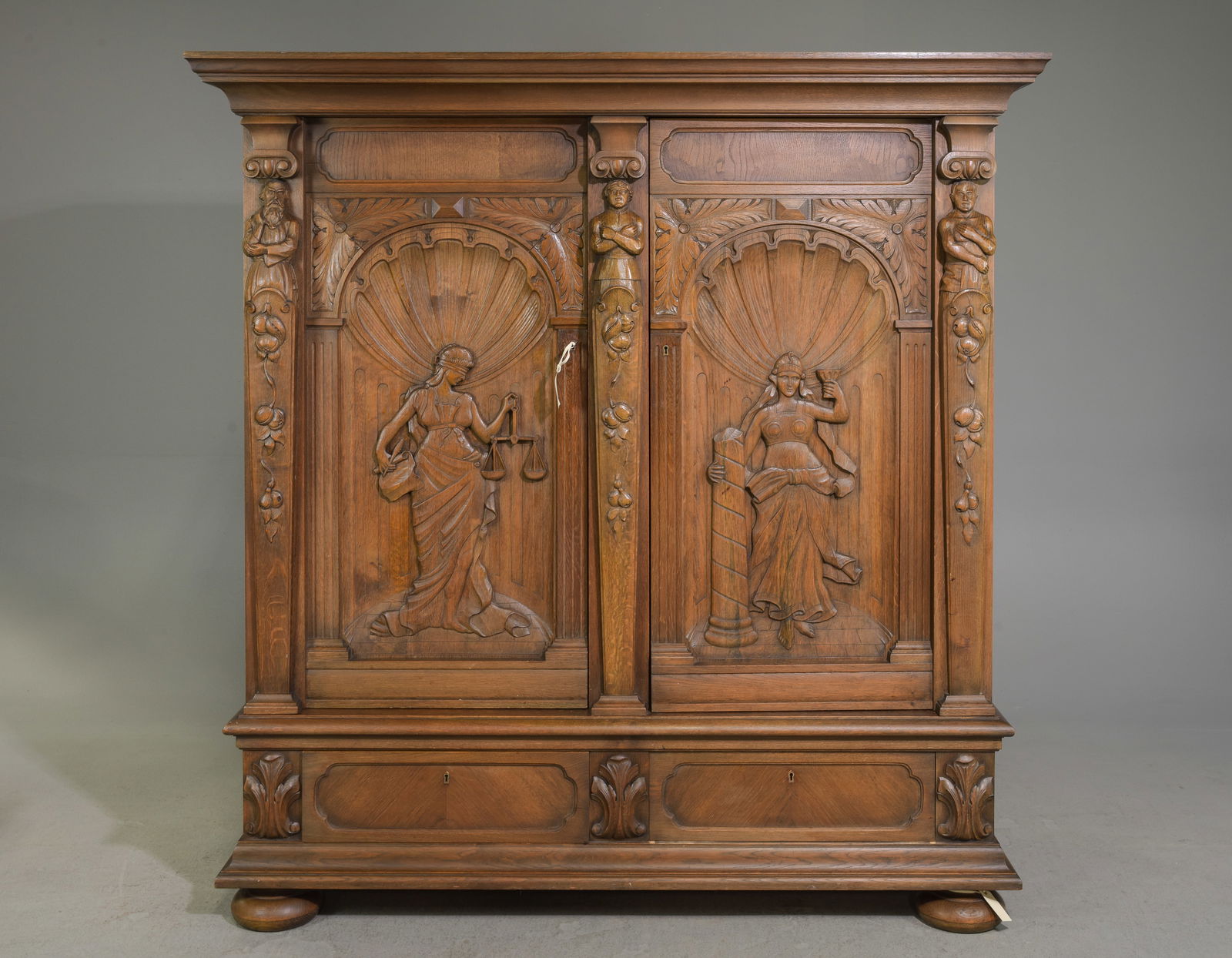 Renaissance Style Carved Oak Double Door Cupboard (1 of 10)