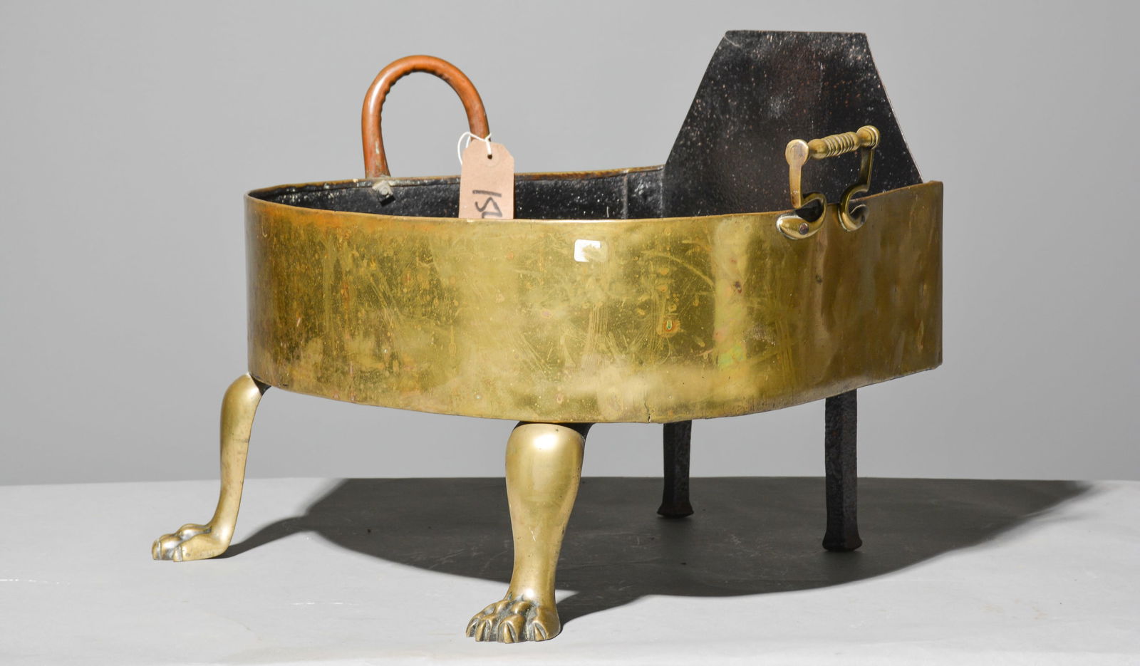 English Brass Coal / Log Stand with Paw Feet (1 of 5)